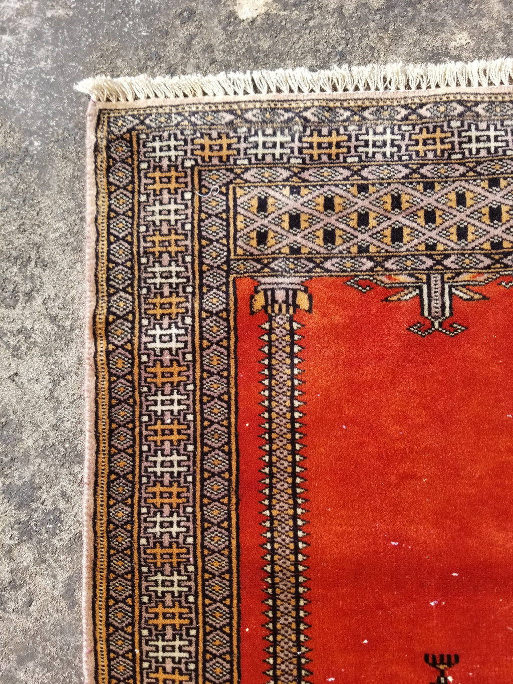 Vintage Traditional Handmade Oriental Wool Brown & Gold Prayer Rug 91x60cm