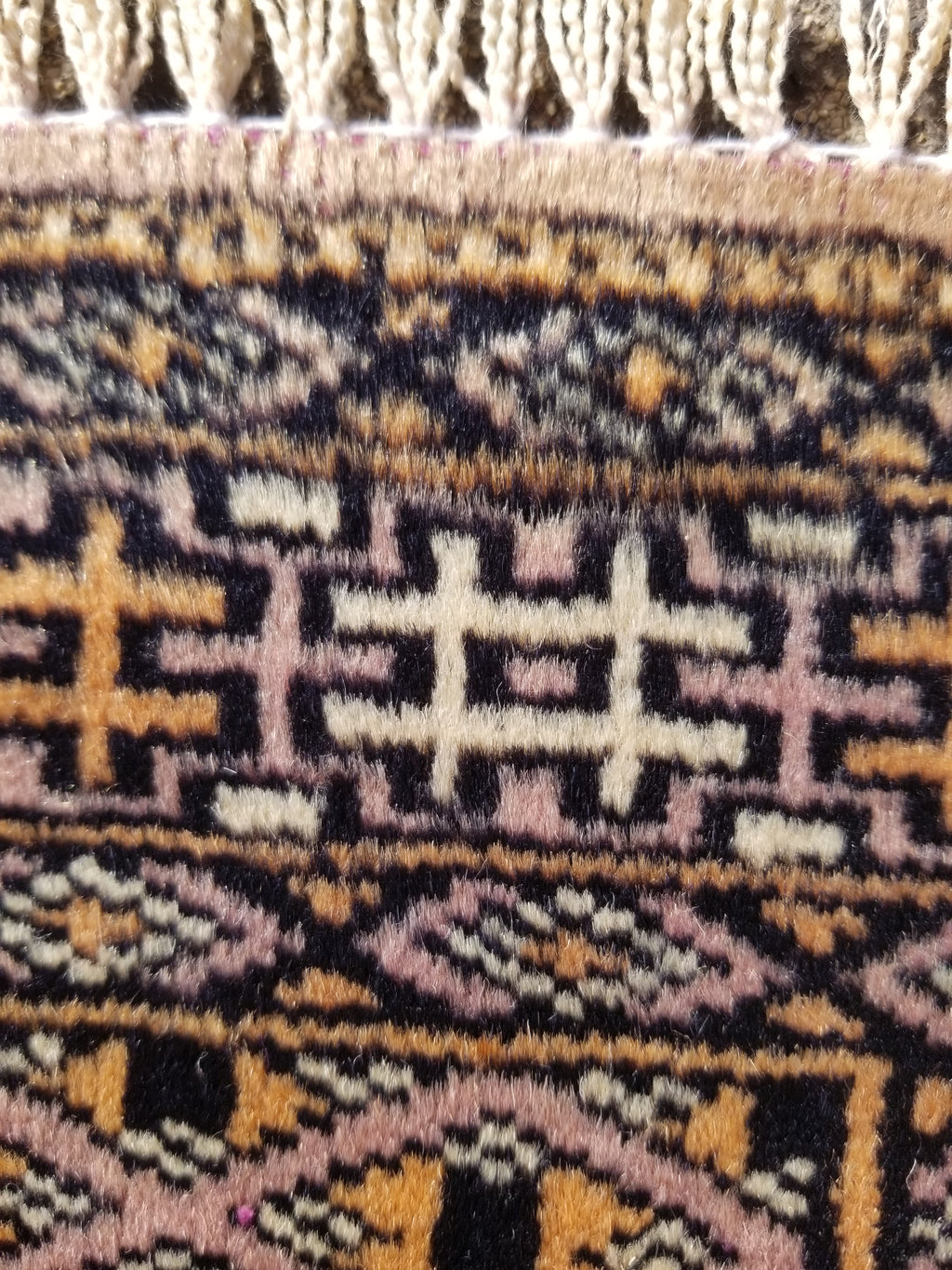 Vintage Traditional Handmade Oriental Wool Brown & Gold Prayer Rug 91x60cm