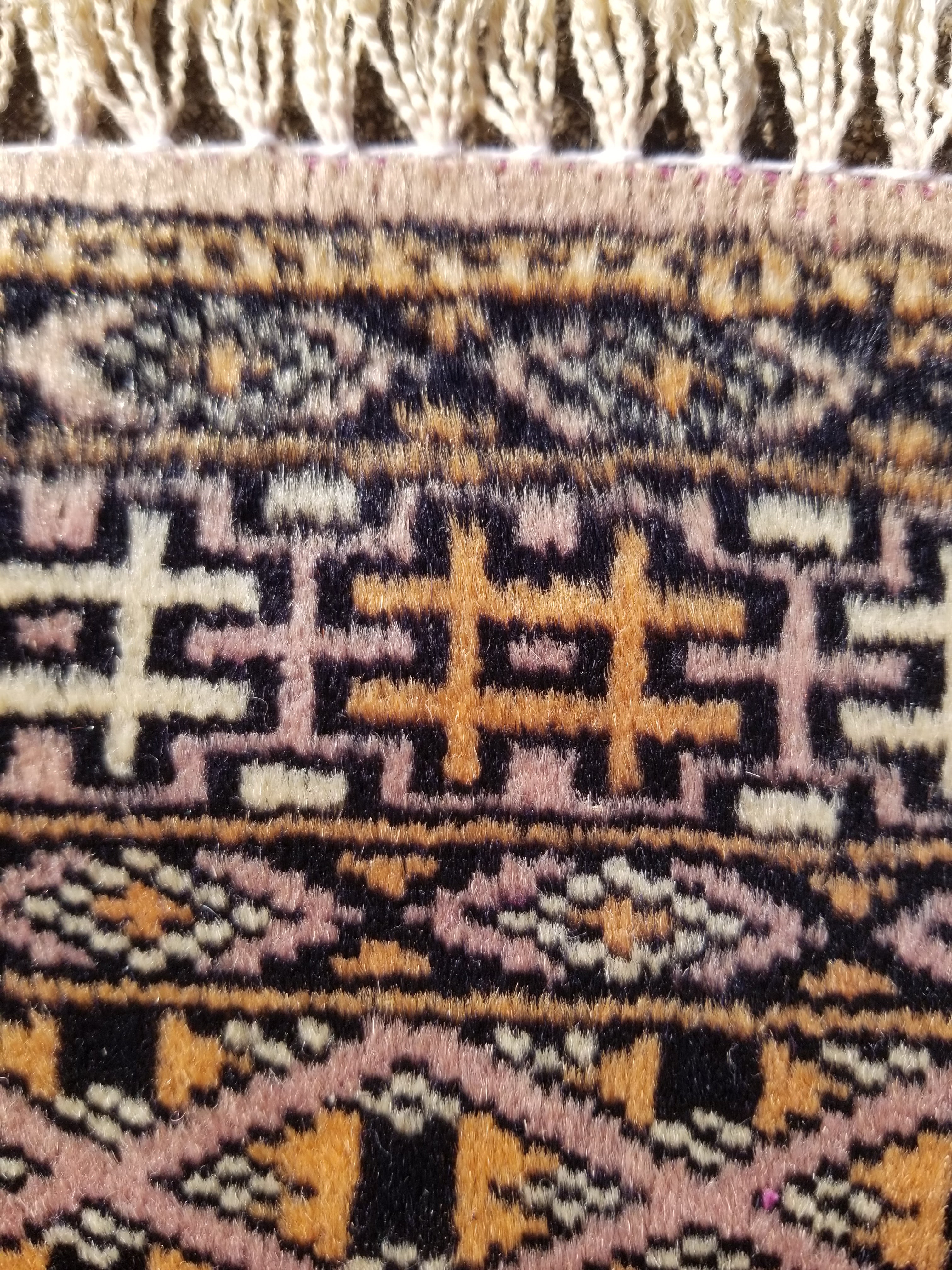 Vintage Traditional Handmade Oriental Wool Brown & Gold Prayer Rug 91x60cm