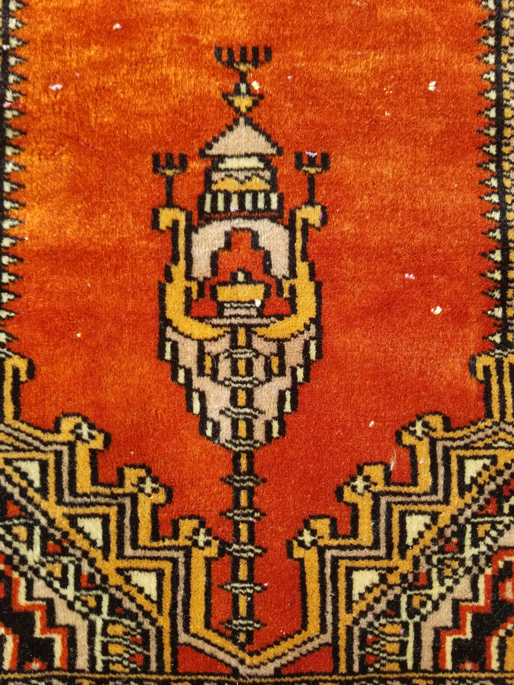 Vintage Traditional Handmade Oriental Wool Brown & Gold Prayer Rug 91x60cm