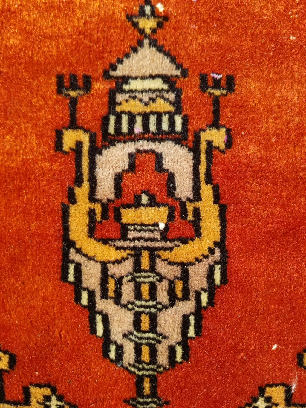 Vintage Traditional Handmade Oriental Wool Brown & Gold Prayer Rug 91x60cm