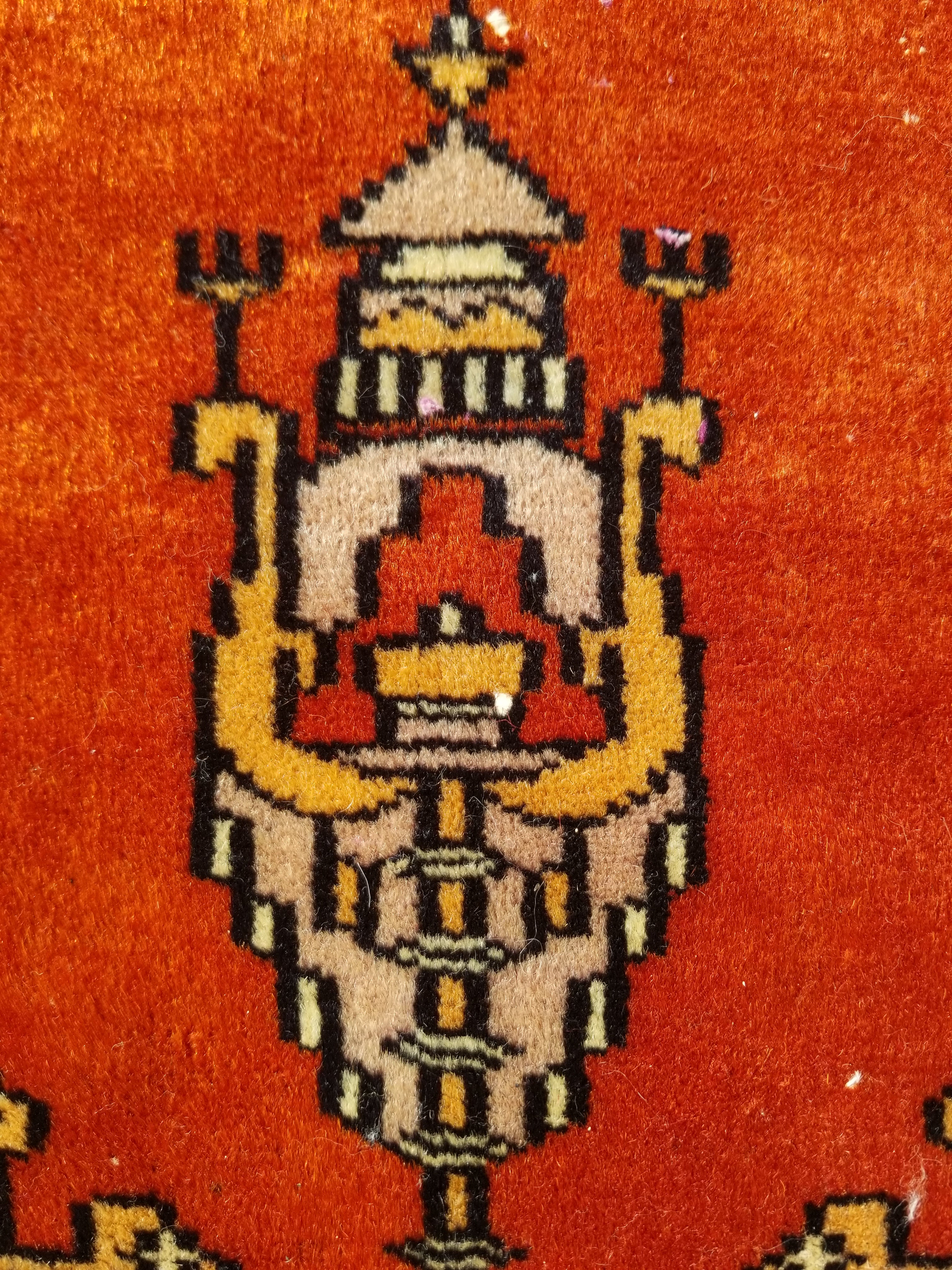 Vintage Traditional Handmade Oriental Wool Brown & Gold Prayer Rug 91x60cm
