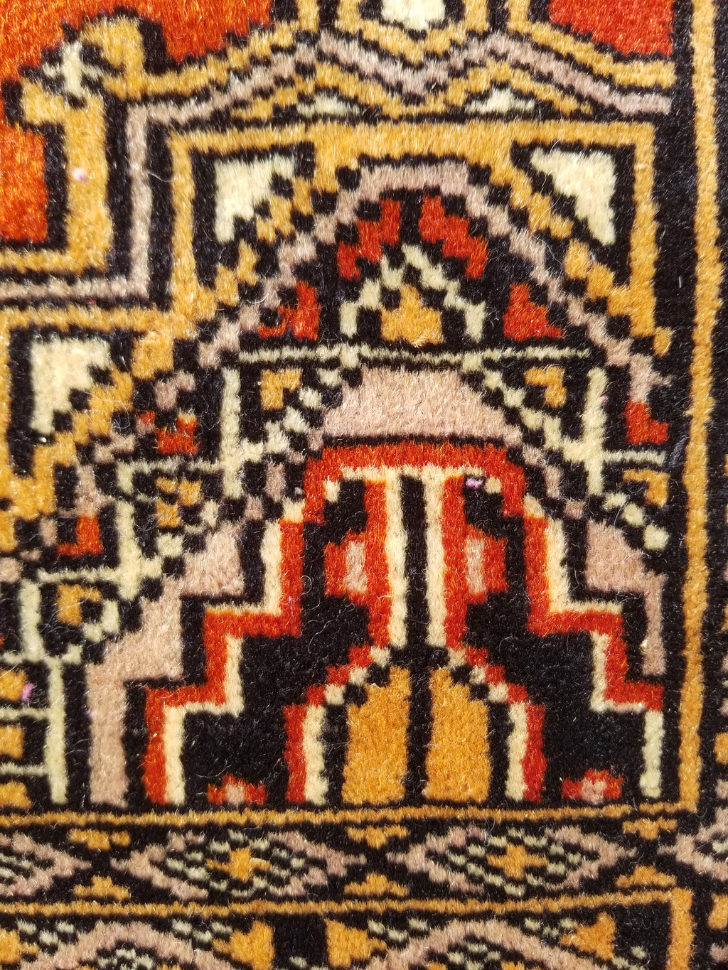 Vintage Traditional Handmade Oriental Wool Brown & Gold Prayer Rug 91x60cm