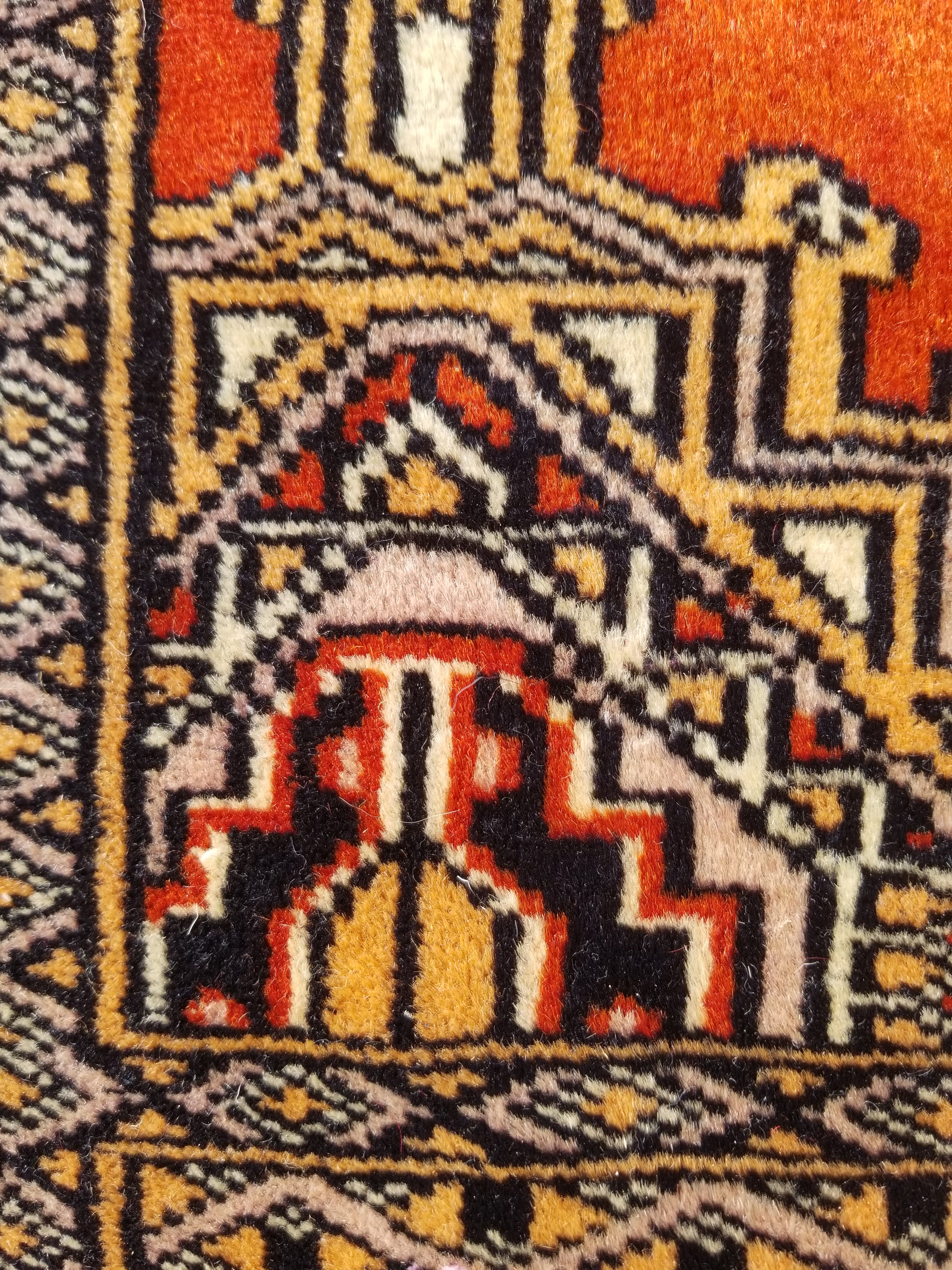 Vintage Traditional Handmade Oriental Wool Brown & Gold Prayer Rug 91x60cm