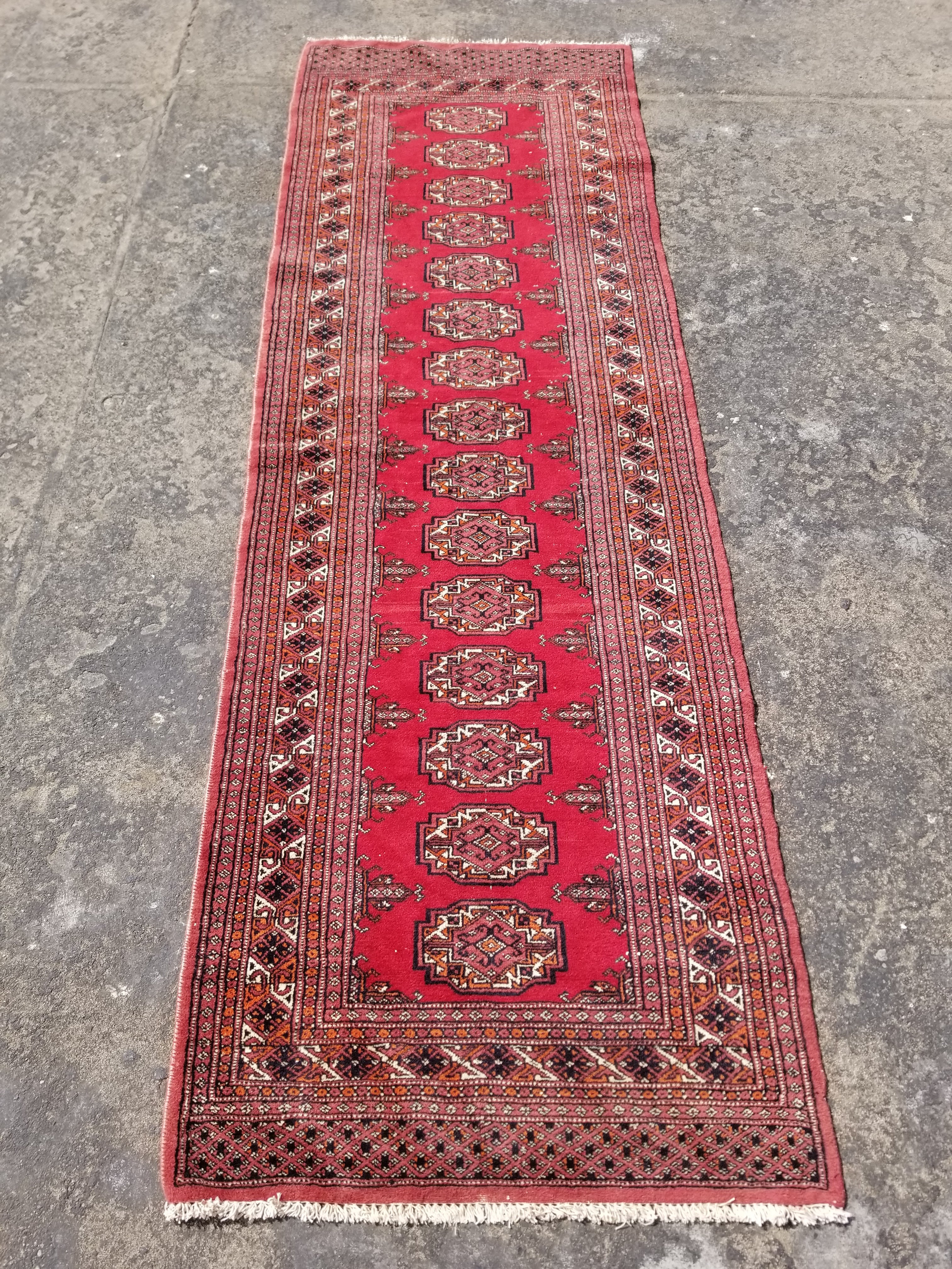 Vintage Traditional Handmade Bokhara Wool Multicolor Runner Rug 246x81cm
