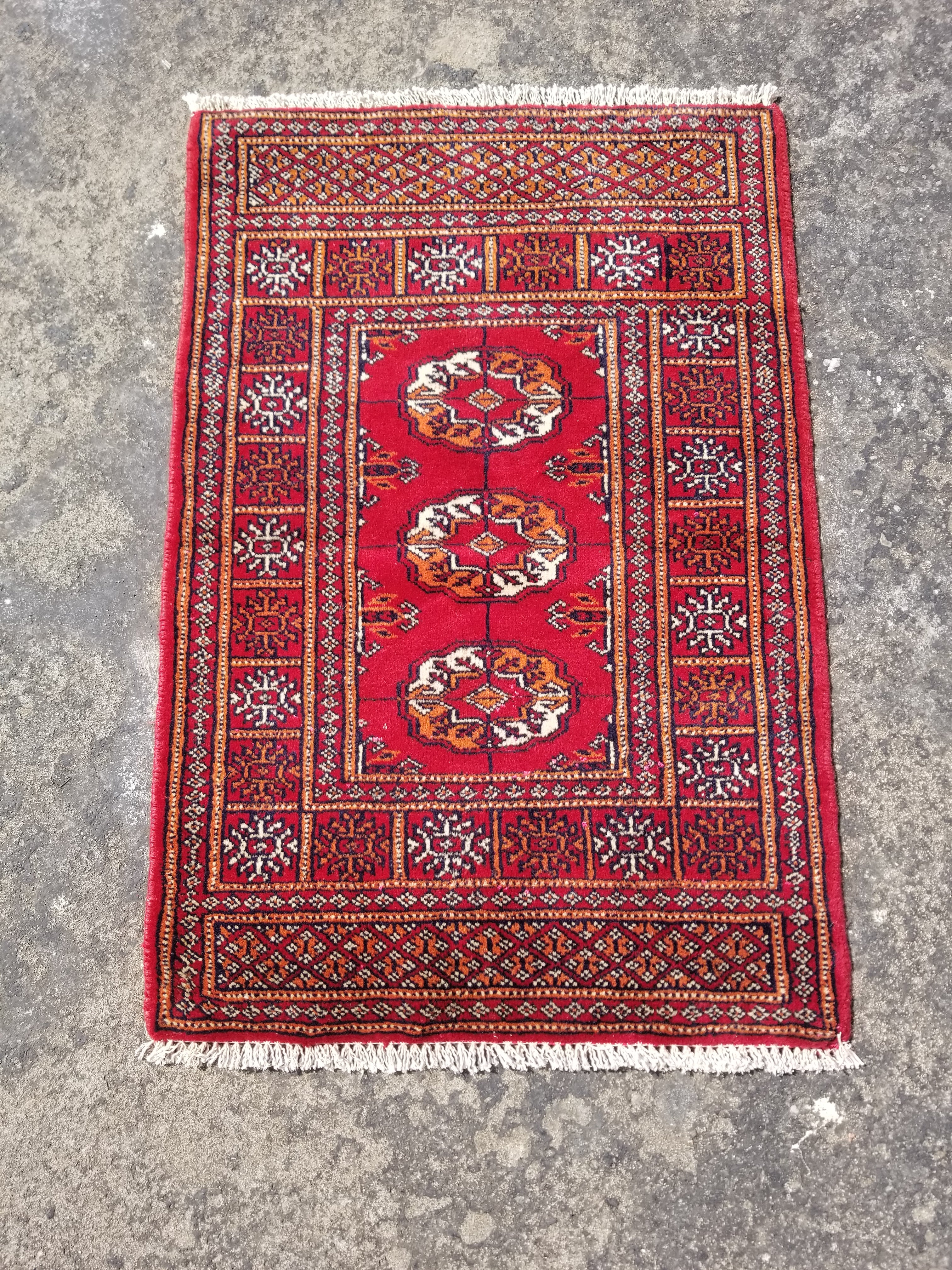 Vintage Traditional Handmade Bokhara Wool Multicolor Rug 91x63cm