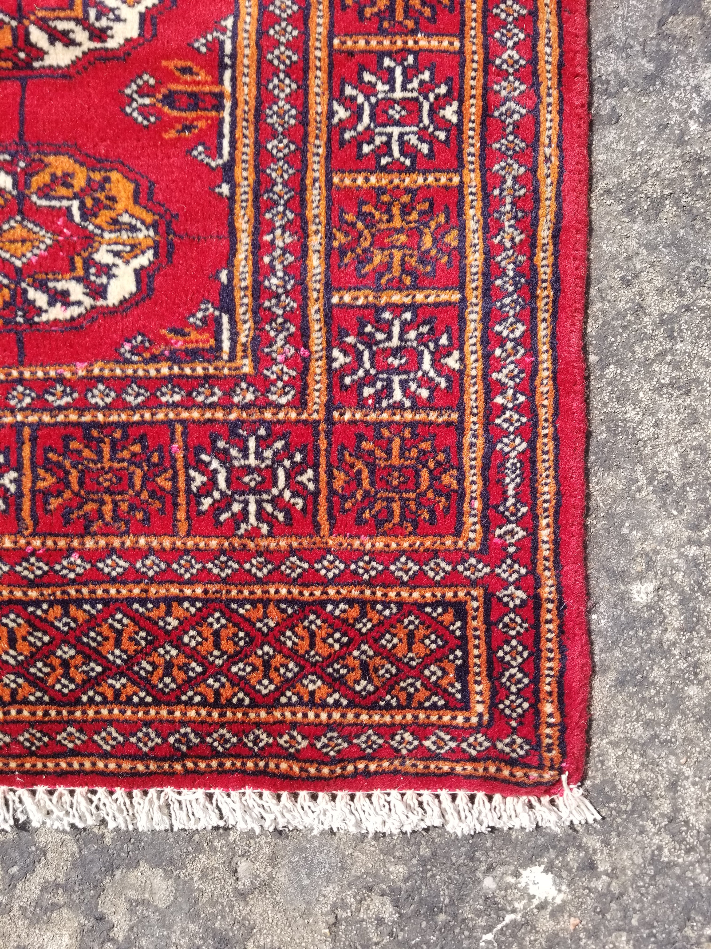 Vintage Traditional Handmade Bokhara Wool Multicolor Rug 91x63cm