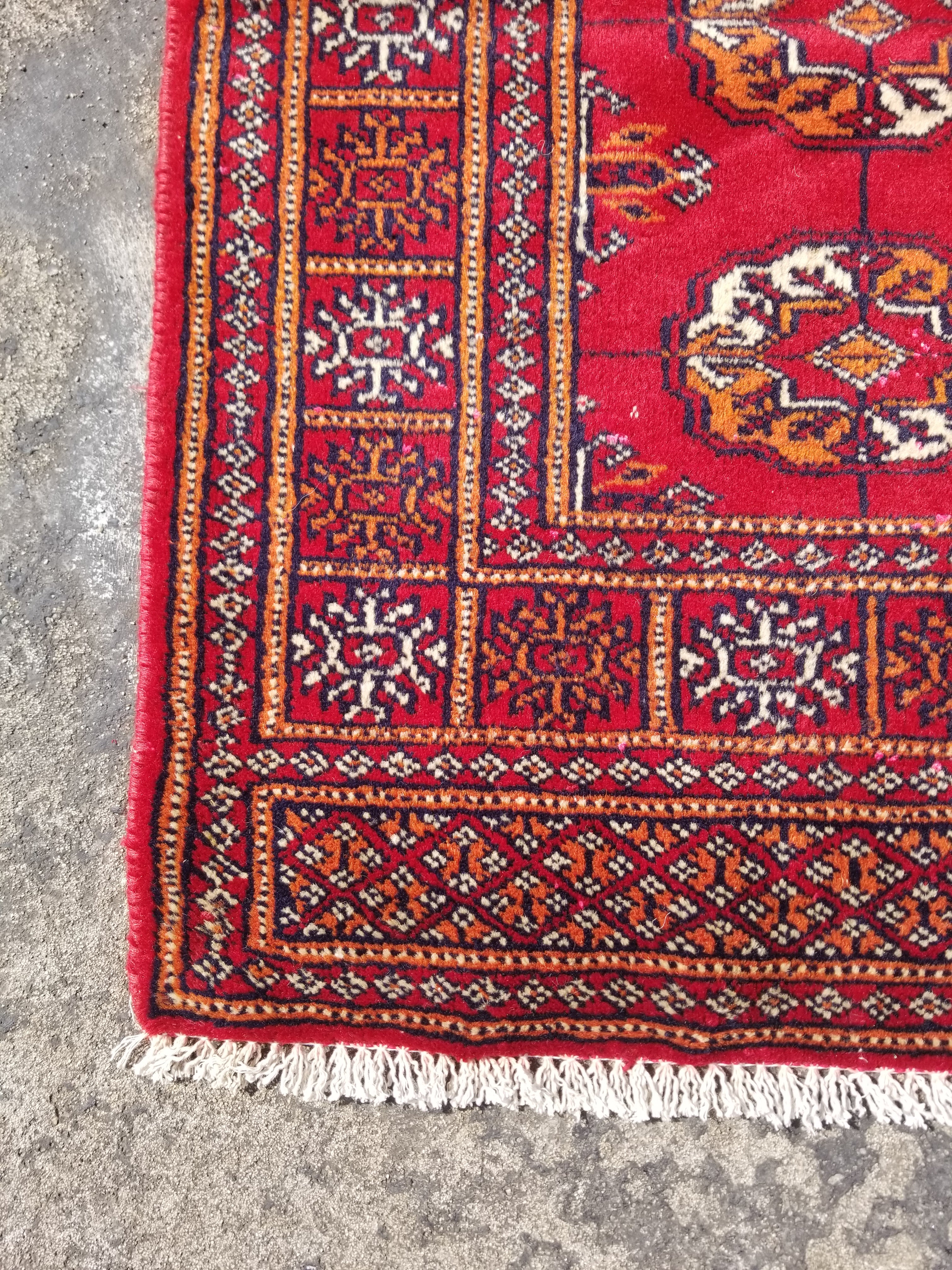 Vintage Traditional Handmade Bokhara Wool Multicolor Rug 91x63cm