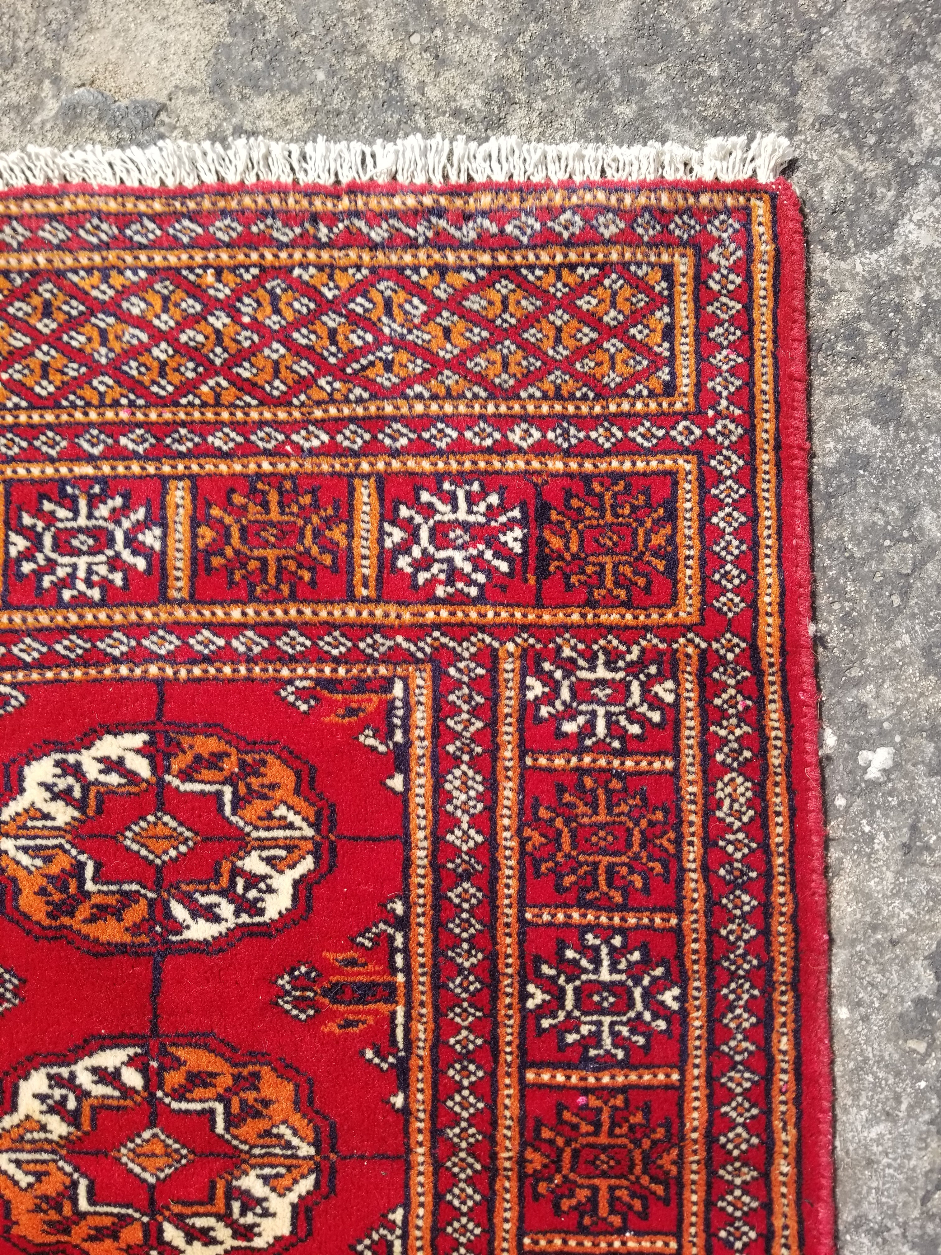 Vintage Traditional Handmade Bokhara Wool Multicolor Rug 91x63cm
