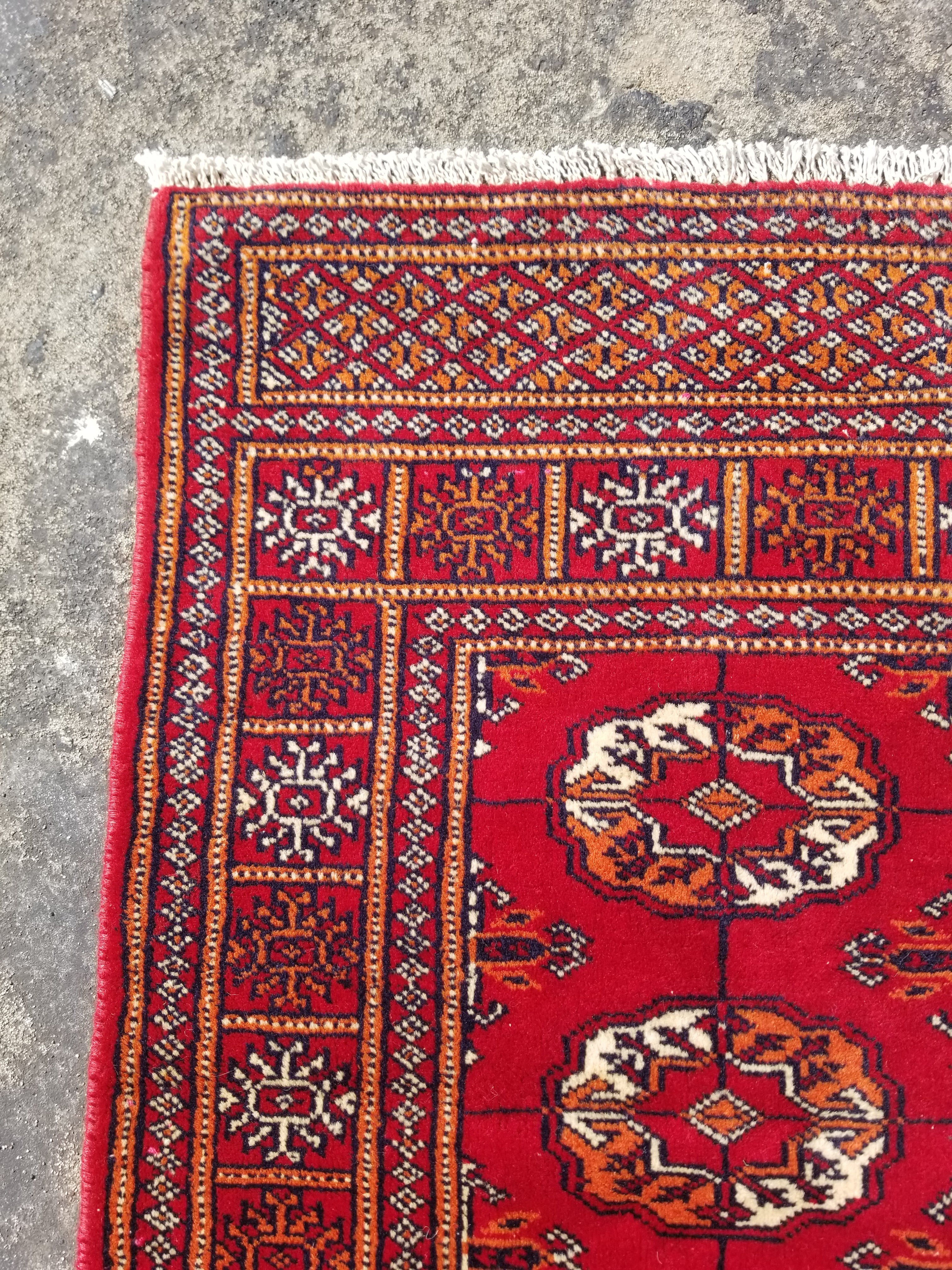Vintage Traditional Handmade Bokhara Wool Multicolor Rug 91x63cm