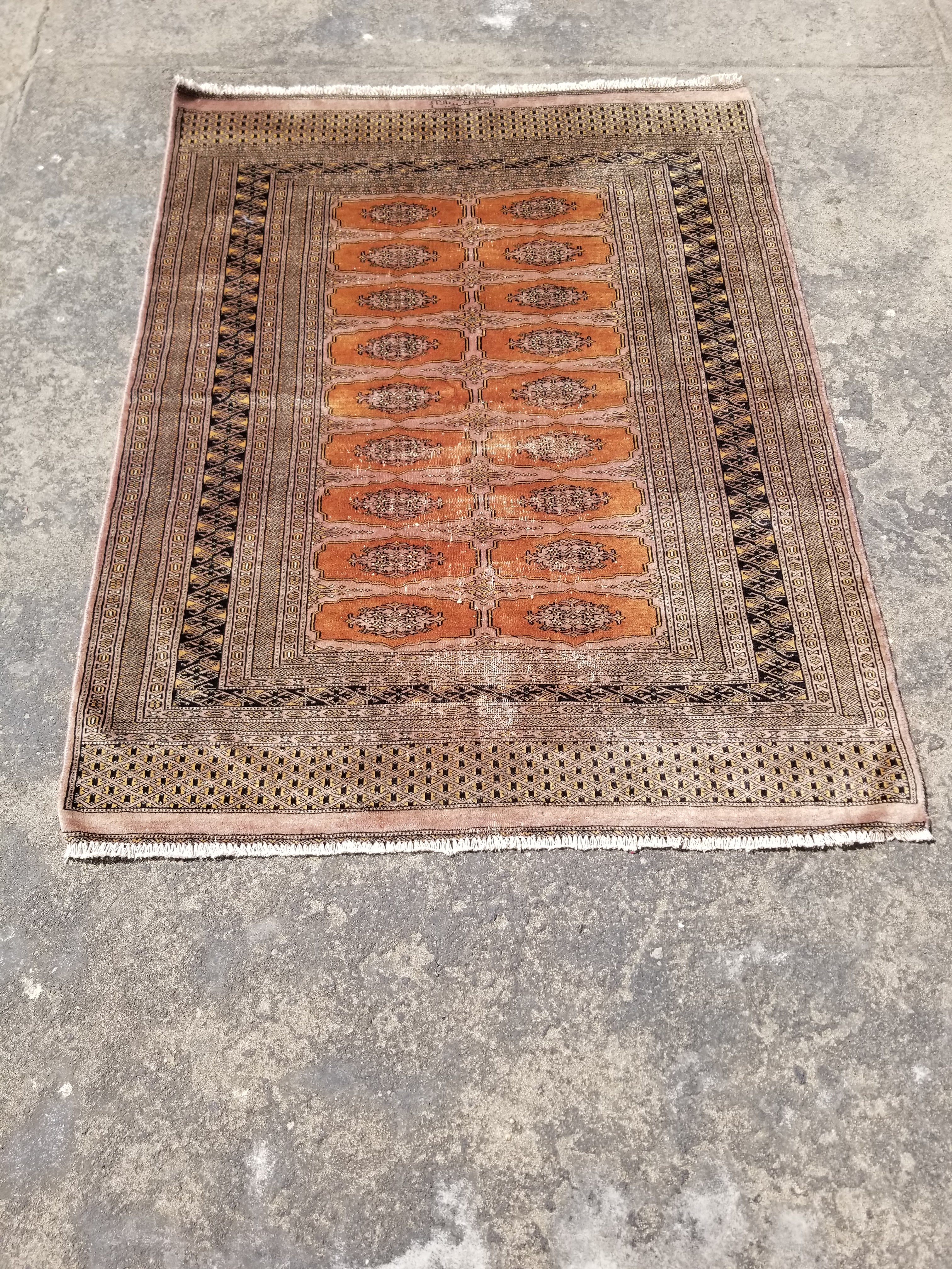 Distressed Vintage Traditional Handmade Bokhara Wool Multicolor Rug 175x129cm