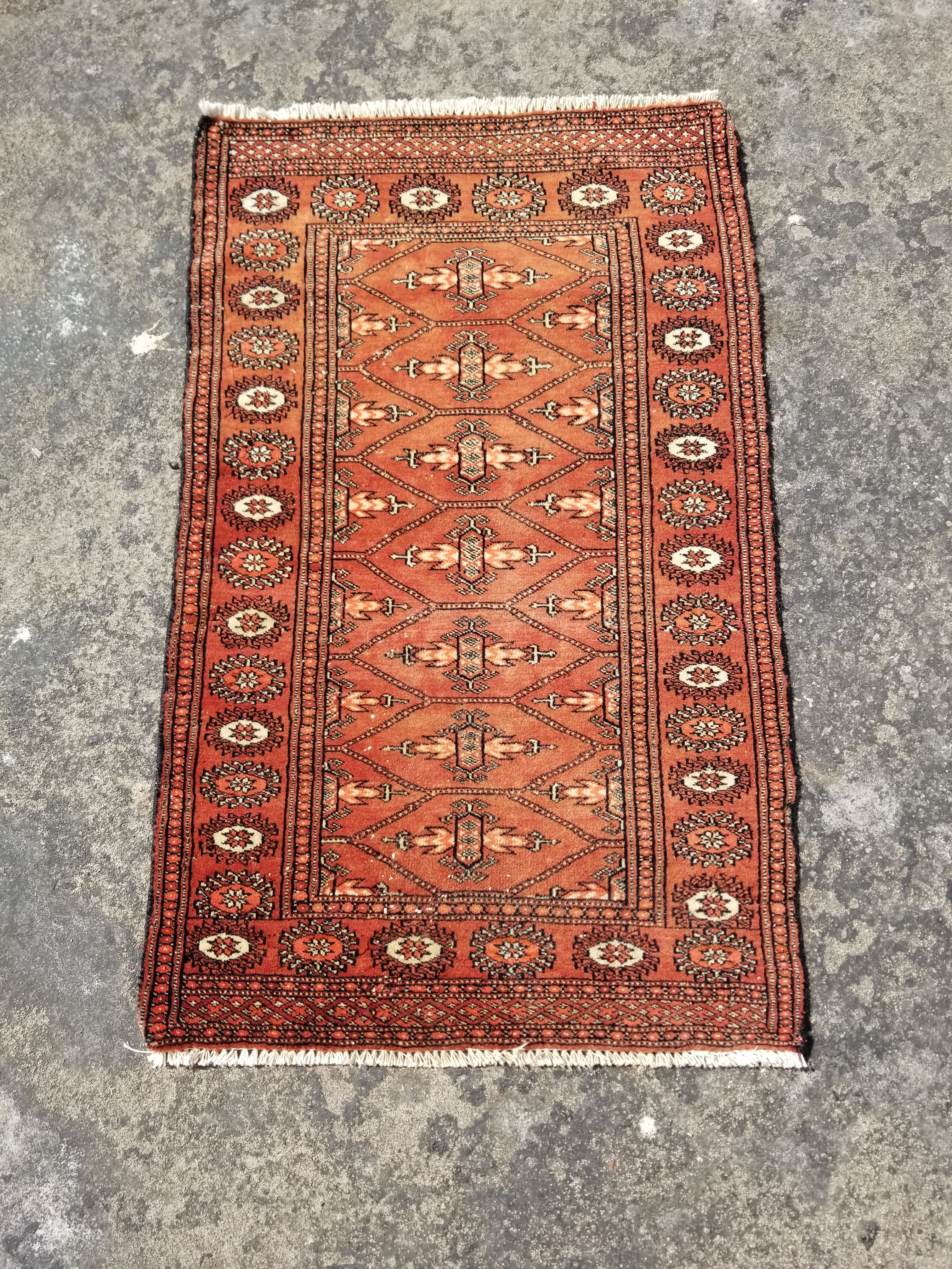 Vintage Traditional Handmade Oriental Wool Multicolor Rug 99x60cm