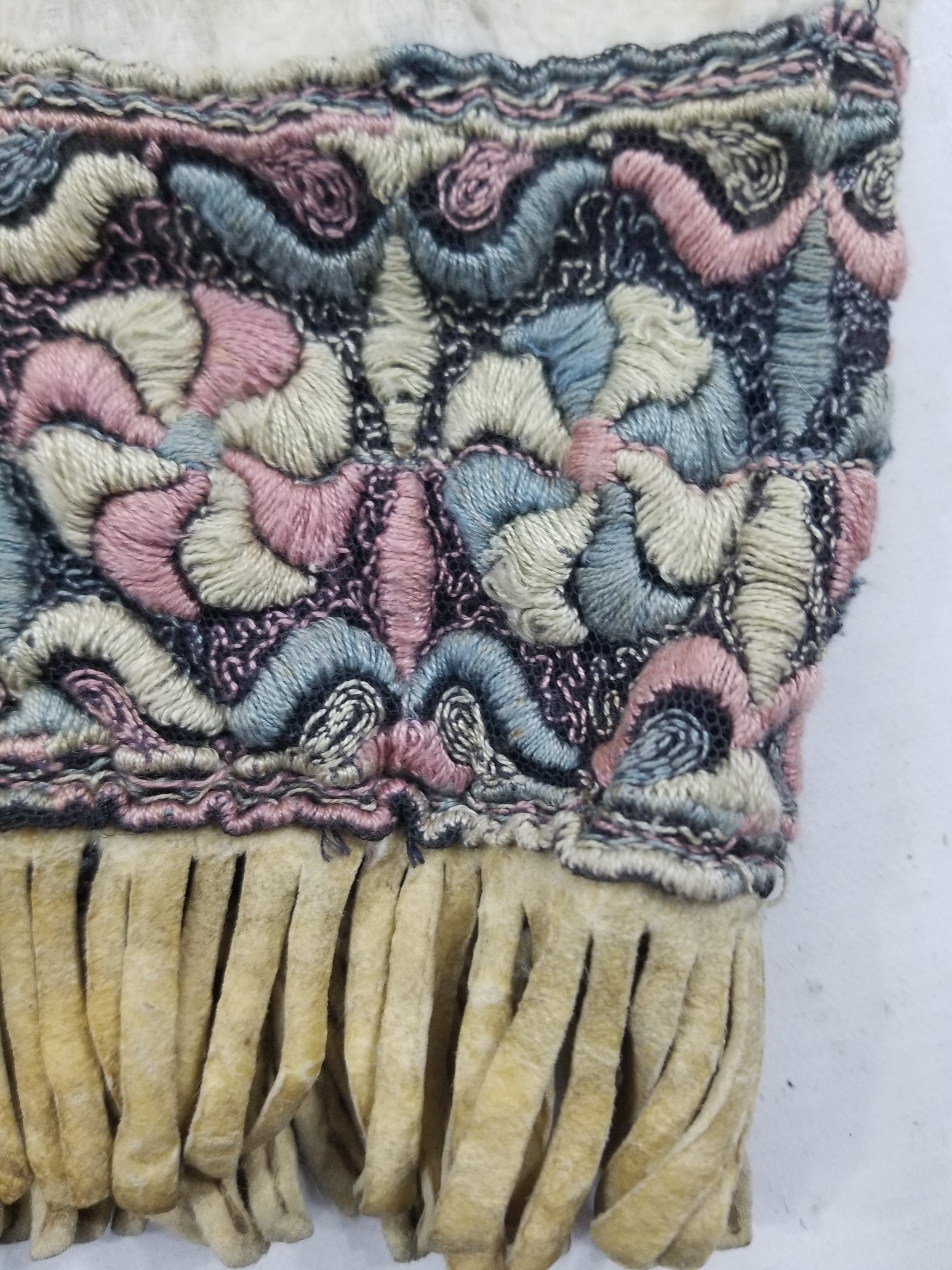 Antique American Style Leather / Wool Beaded Leggings