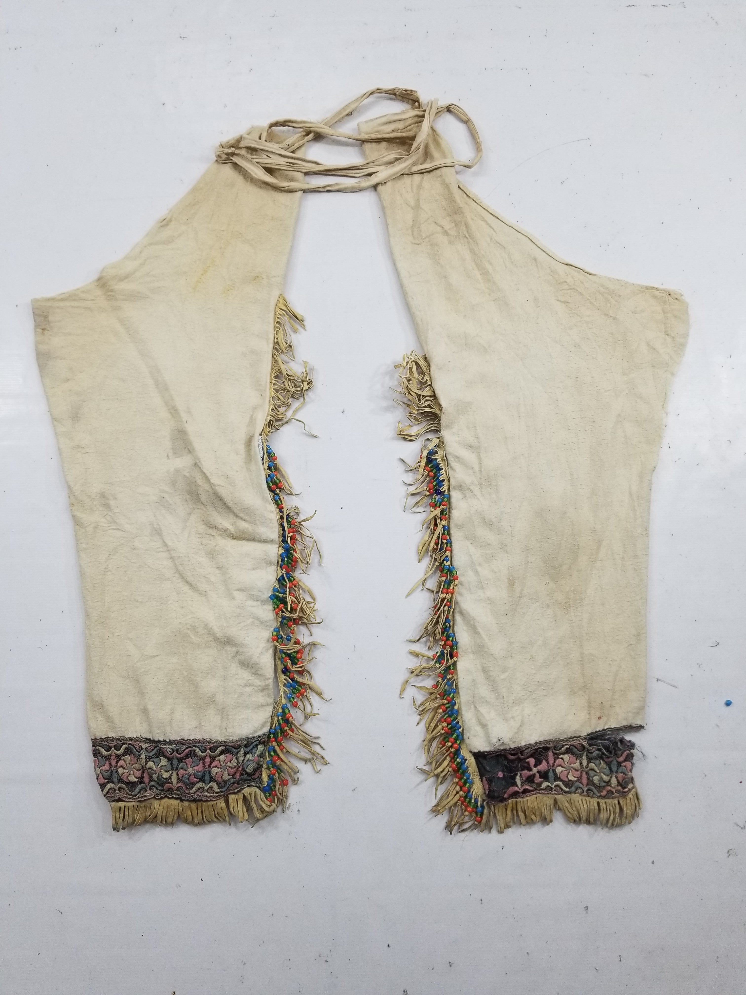 Antique American Style Leather / Wool Beaded Leggings