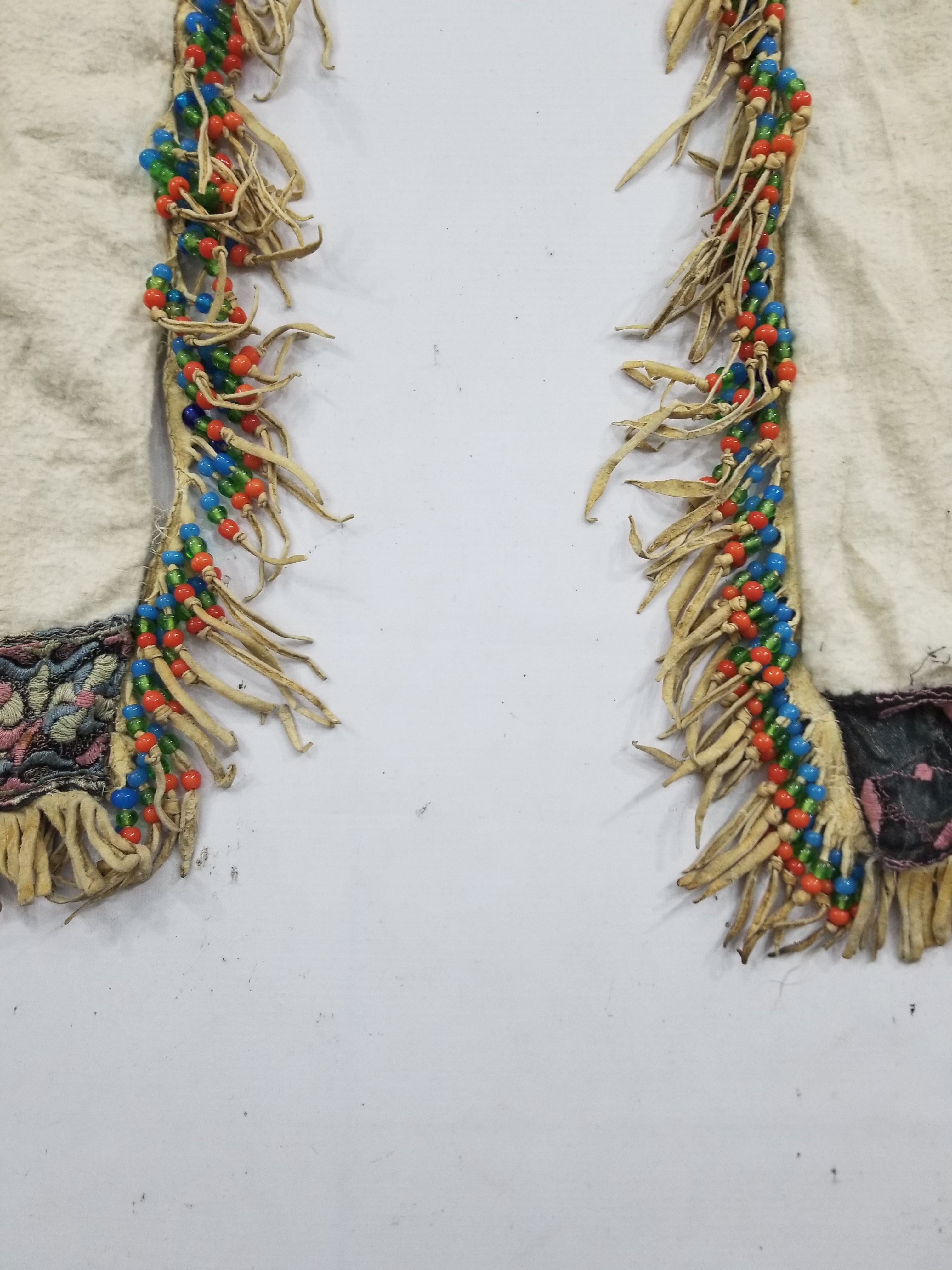 Antique American Style Leather / Wool Beaded Leggings