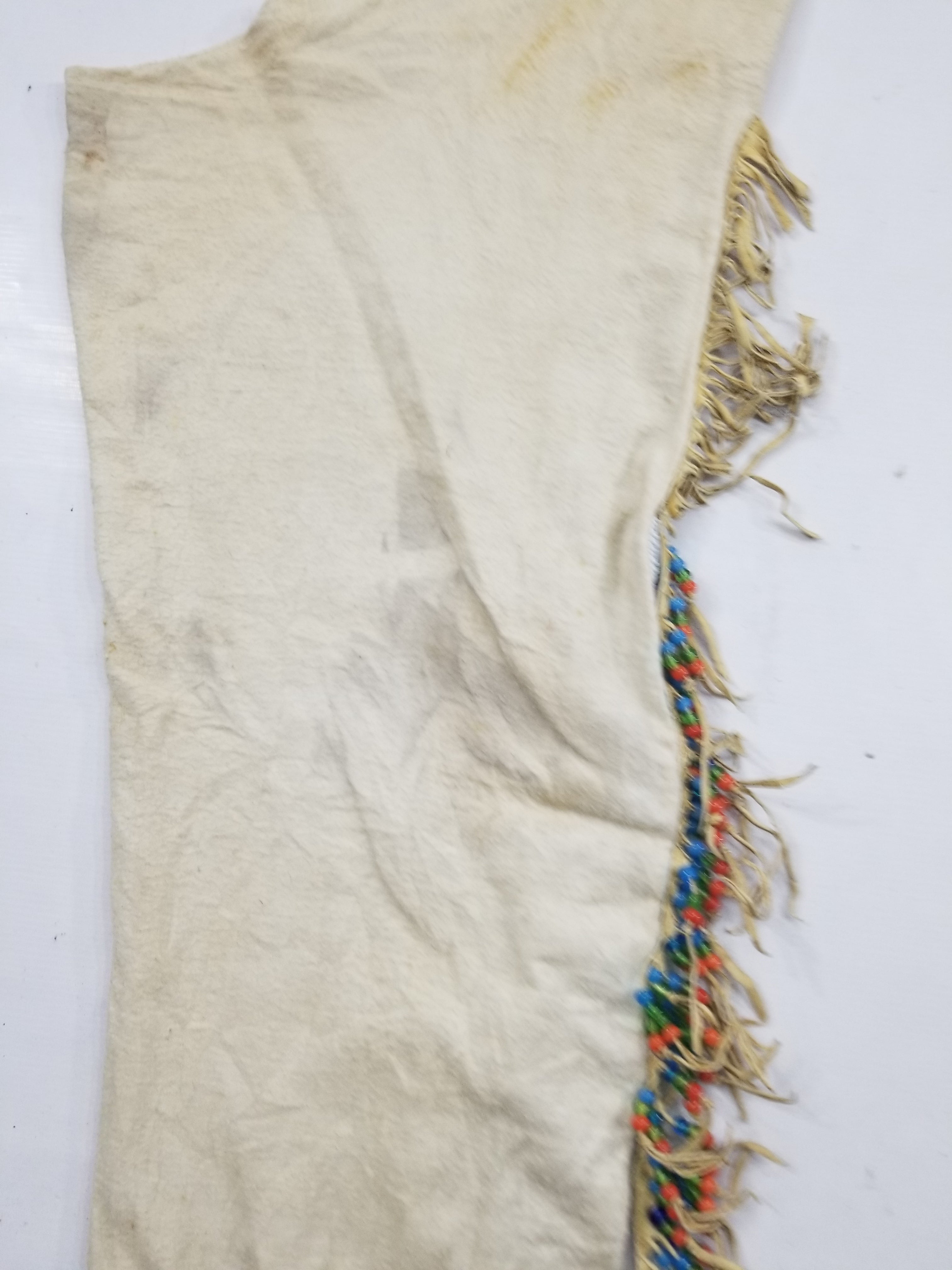 Antique American Style Leather / Wool Beaded Leggings