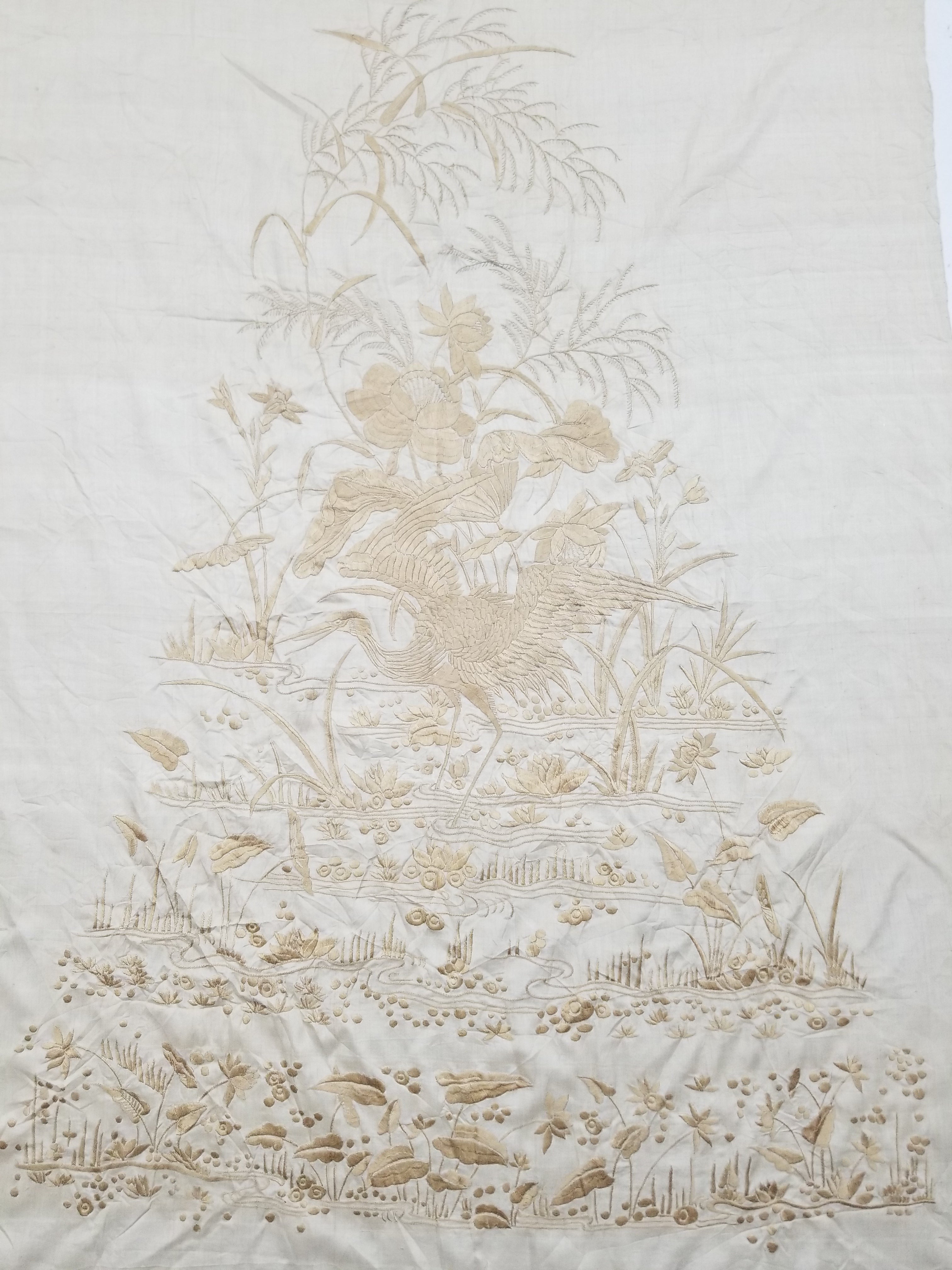 Antique Chinese Silk Embroidered Panel 122x83cm