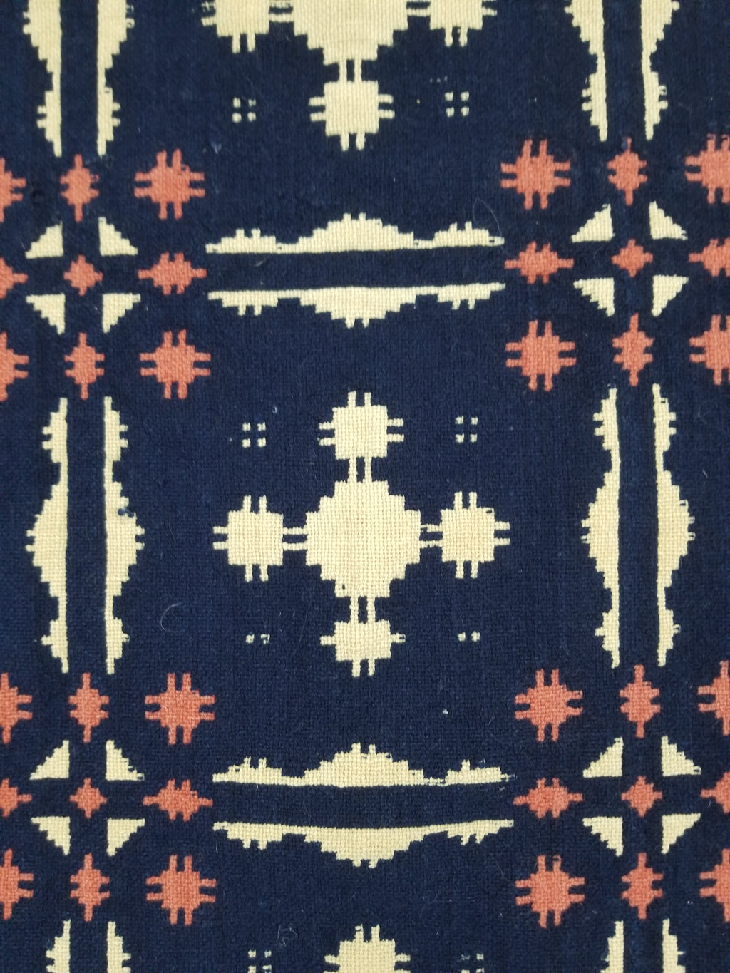 Antique American Reversible Jacquard Loomed Woolen Coverlet 200x168cm