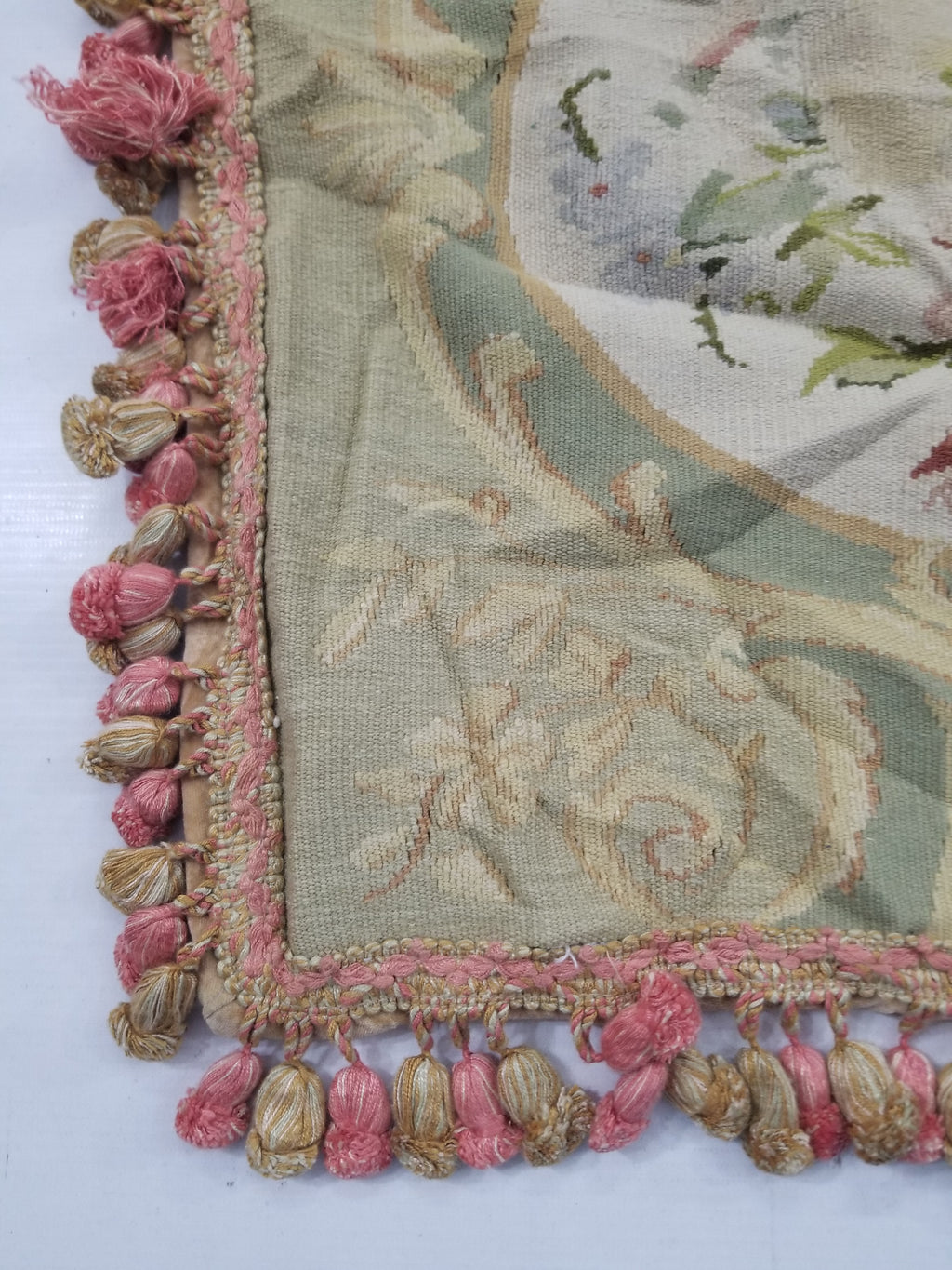 Antique French Aubusson Floral Cushion Cover 46x45cm