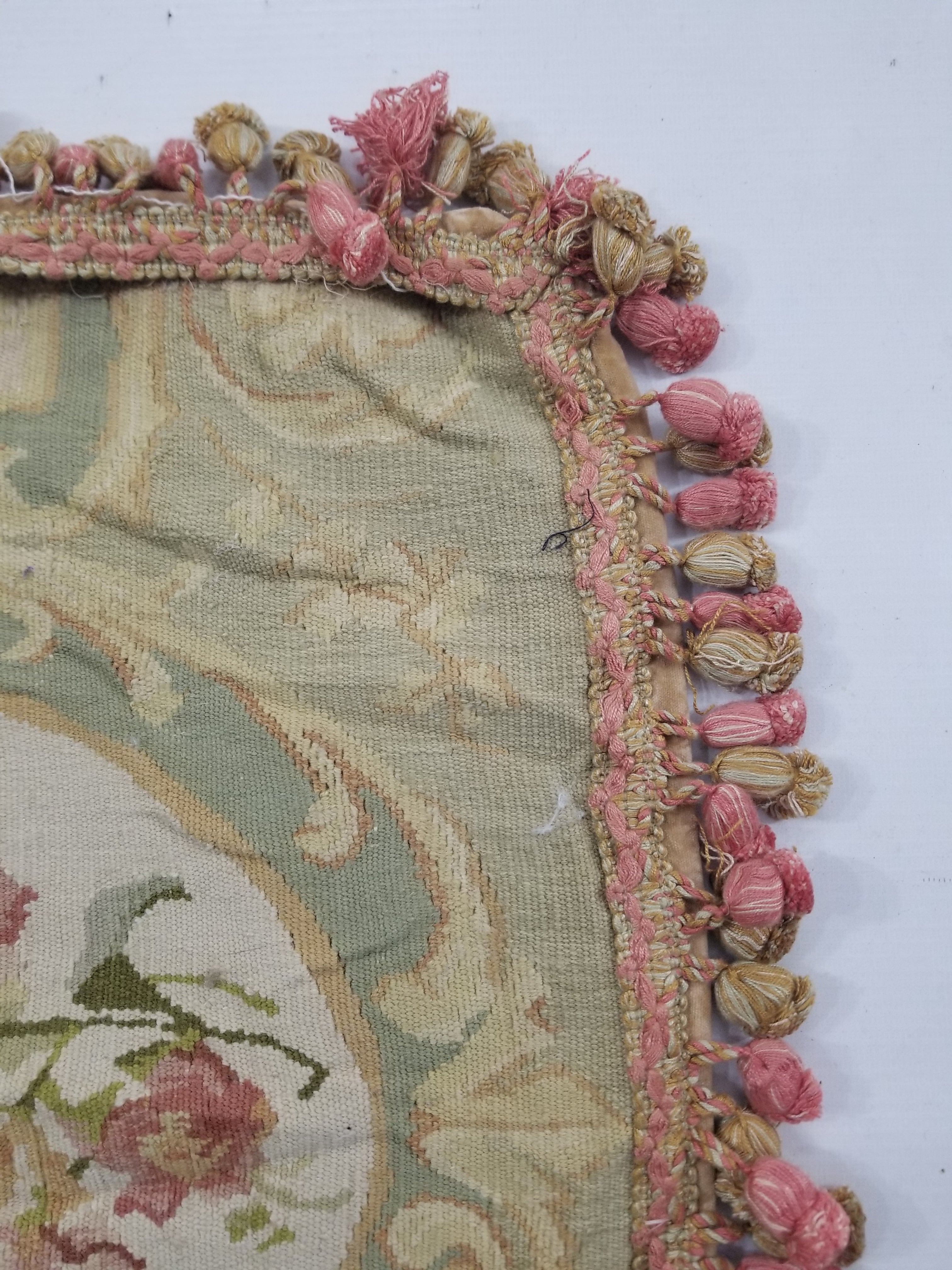 Antique French Aubusson Floral Cushion Cover 46x45cm