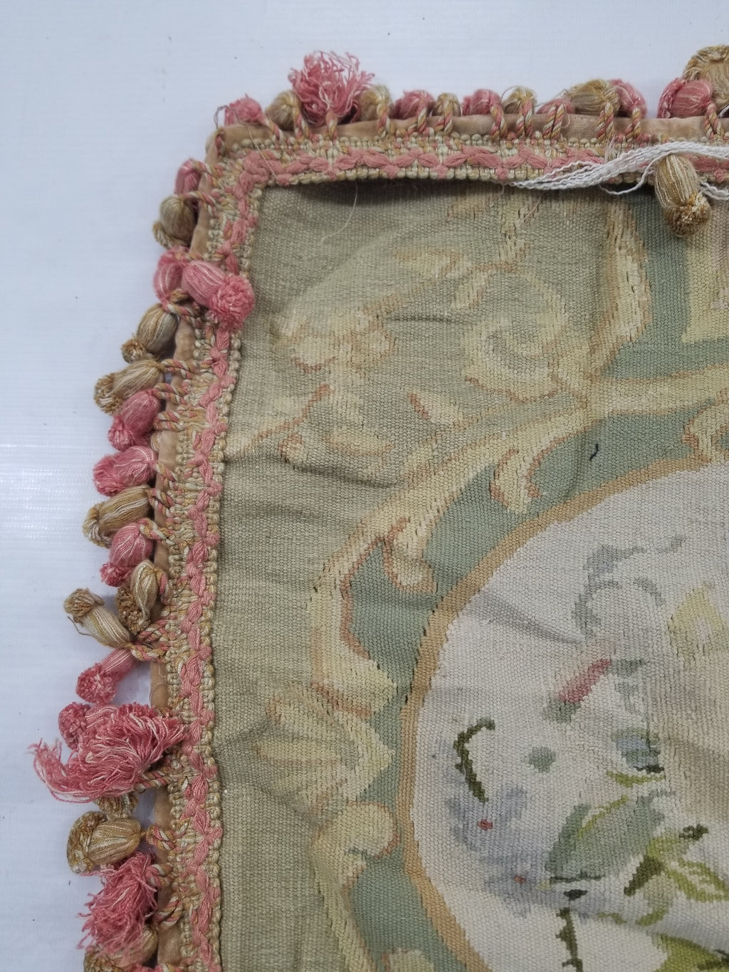 Antique French Aubusson Floral Cushion Cover 46x45cm