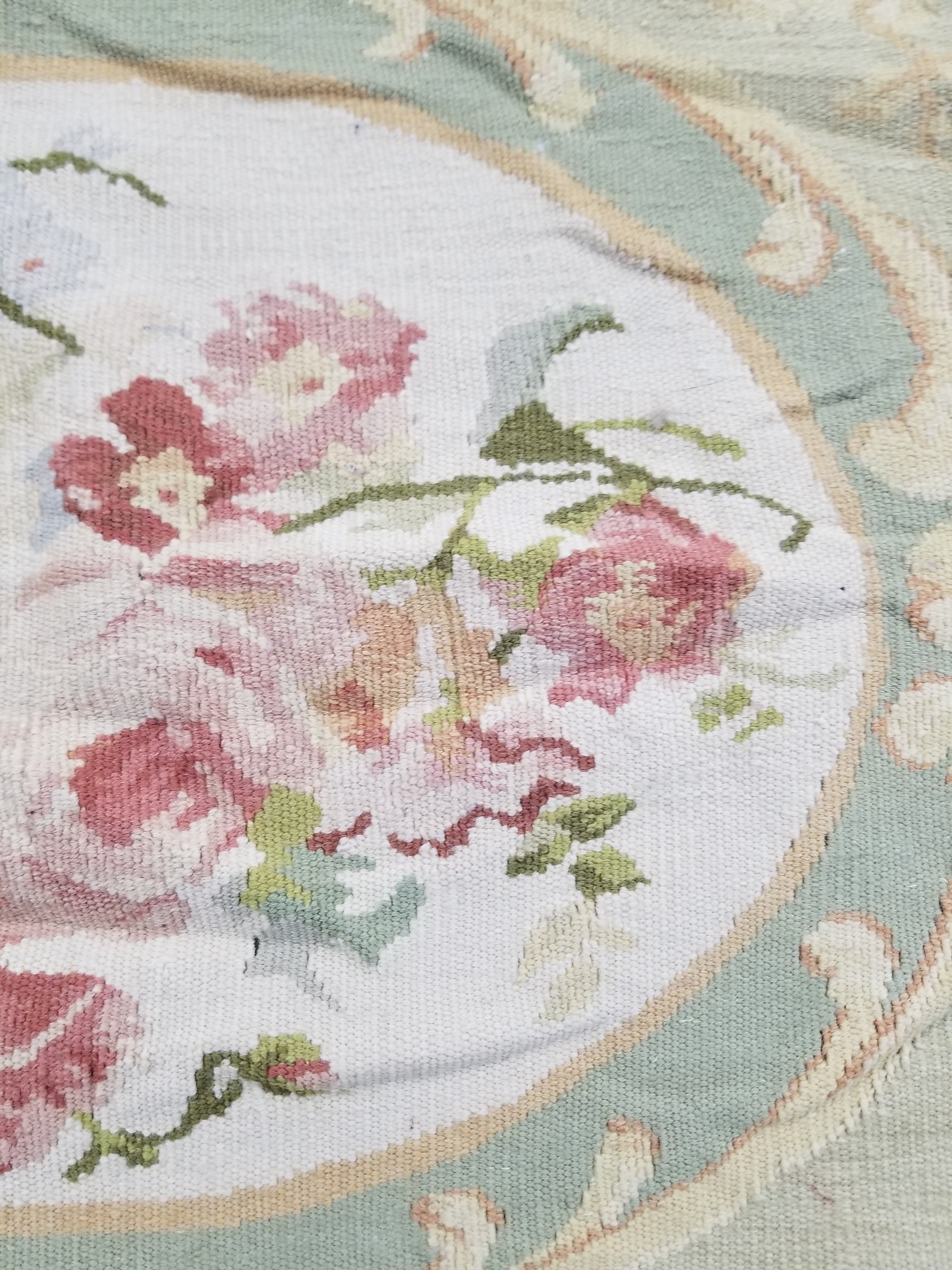 Antique French Aubusson Floral Cushion Cover 46x45cm