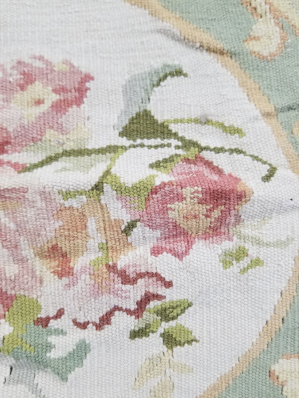 Antique French Aubusson Floral Cushion Cover 46x45cm