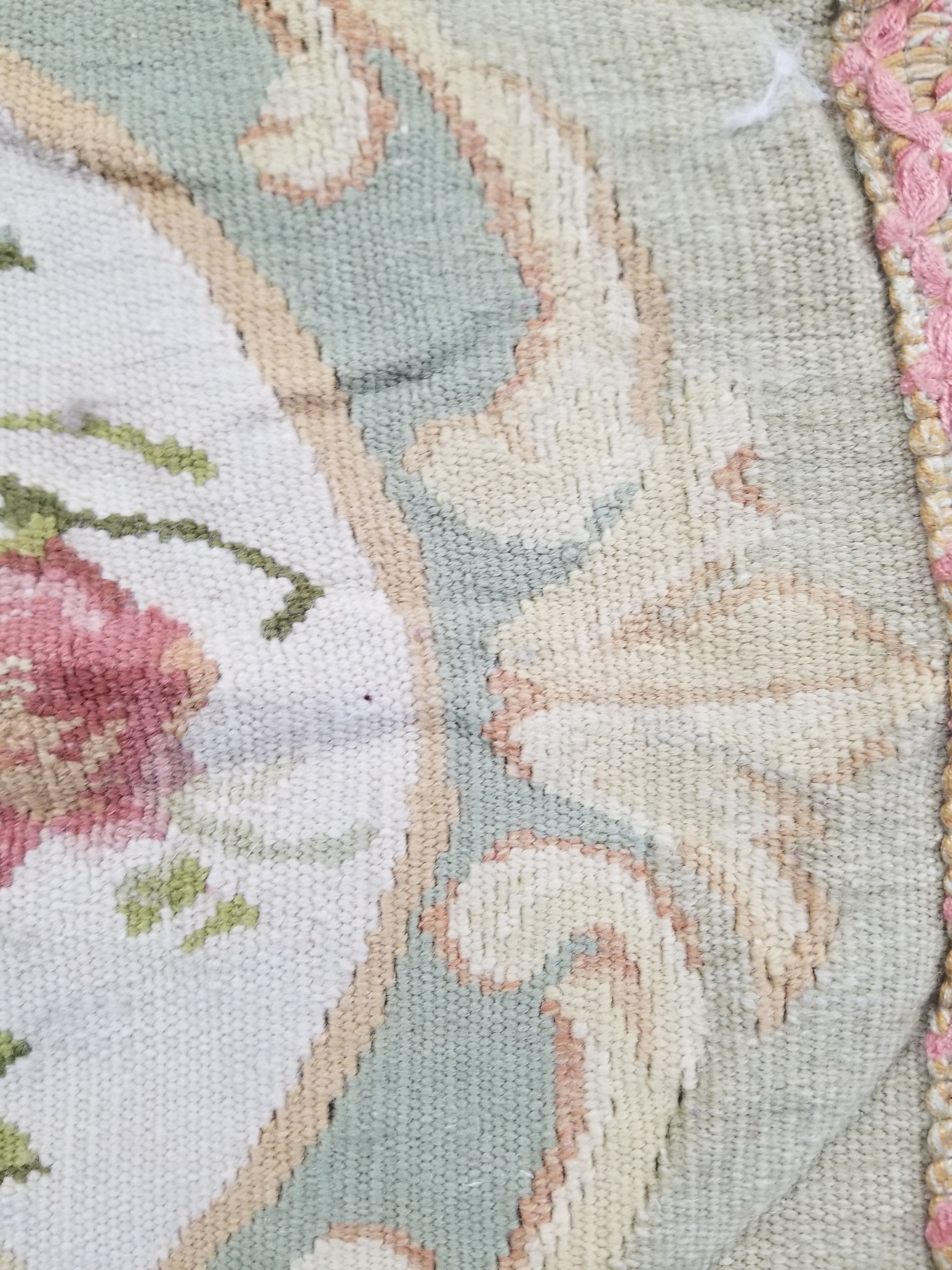 Antique French Aubusson Floral Cushion Cover 46x45cm