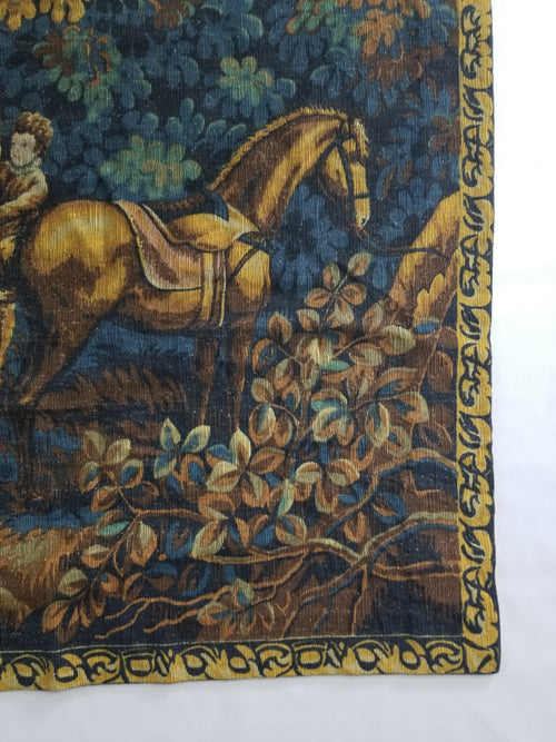 Antique French Pastoral Gathering Printed Tapestry 192x142cm
