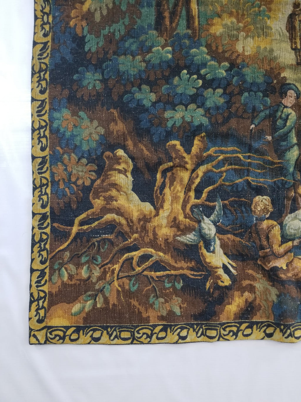 Antique French Pastoral Gathering Printed Tapestry 192x142cm