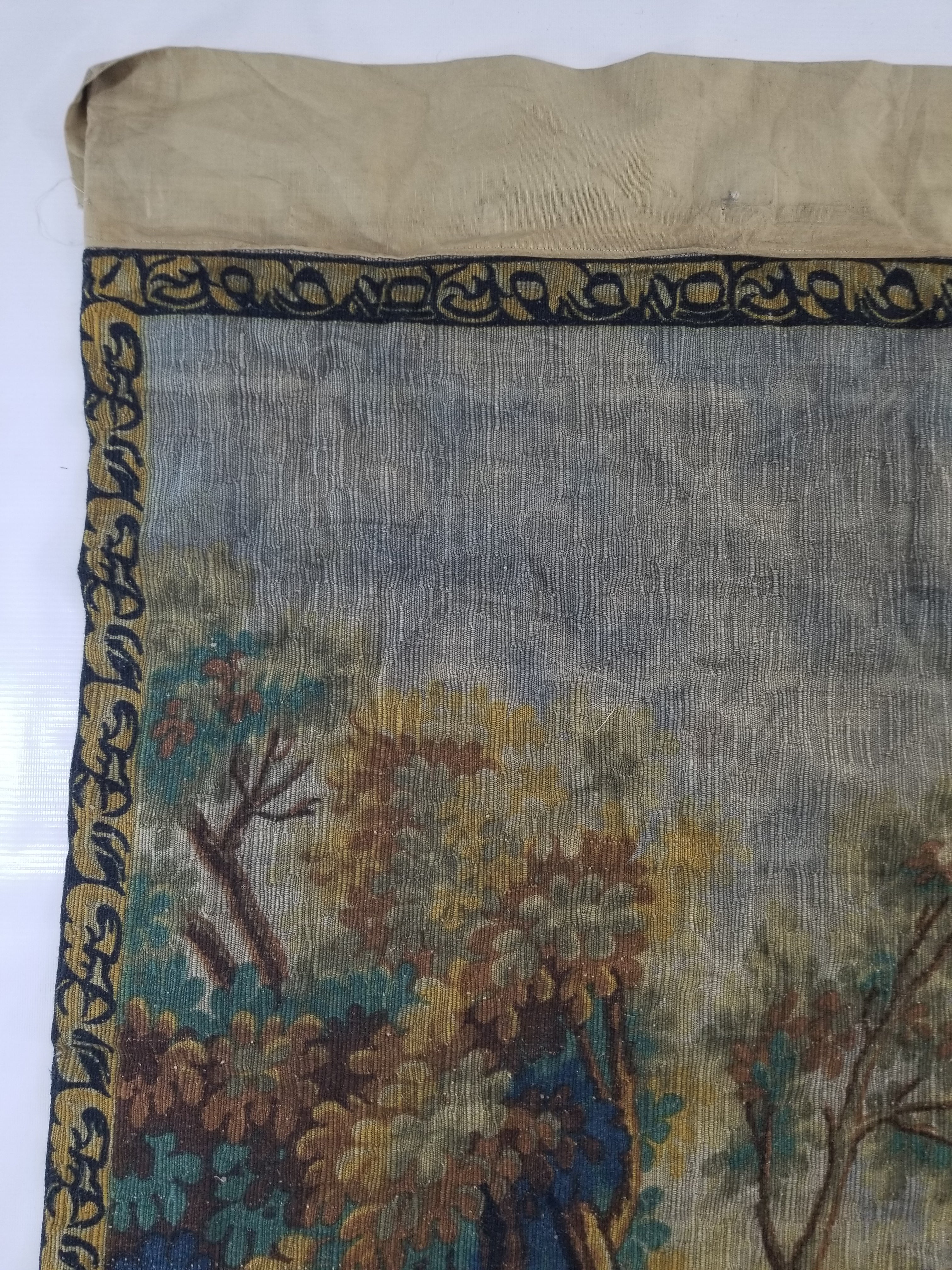 Antique French Pastoral Gathering Printed Tapestry 192x142cm