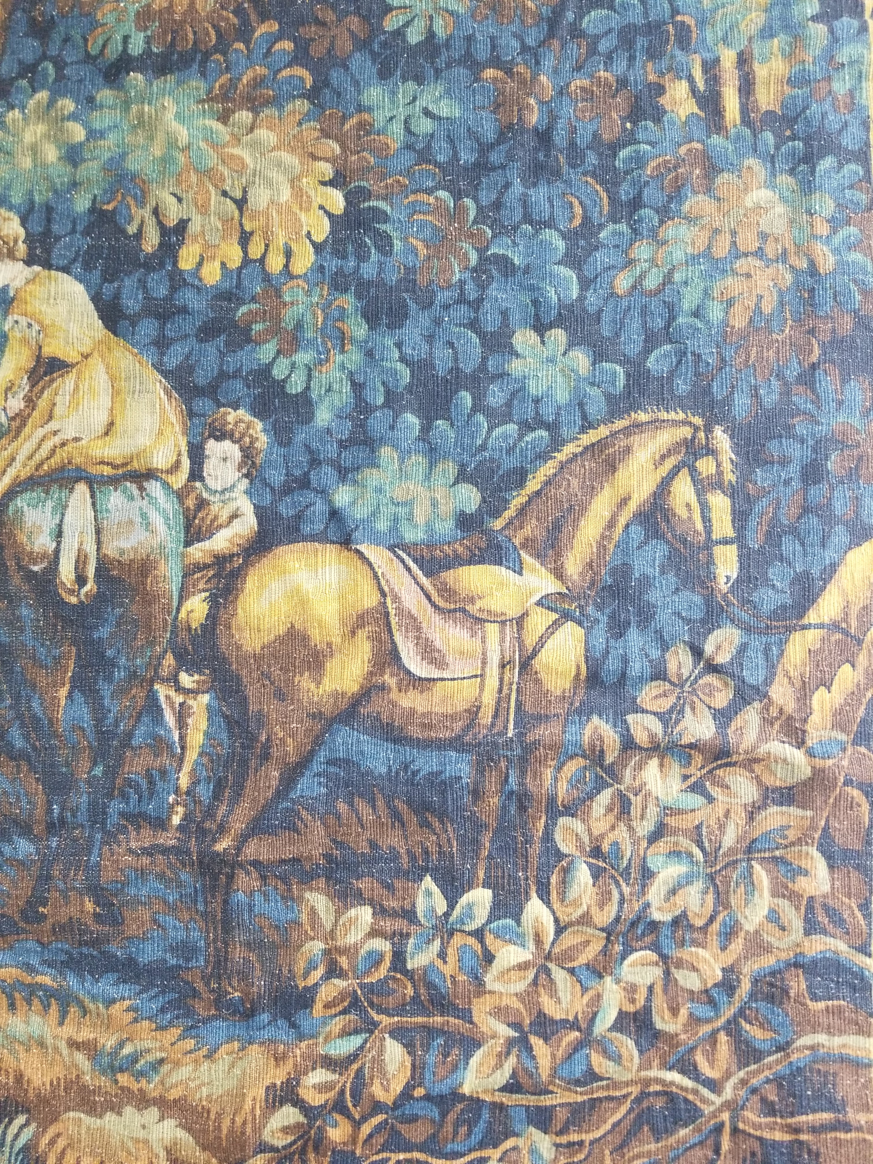 Antique French Pastoral Gathering Printed Tapestry 192x142cm