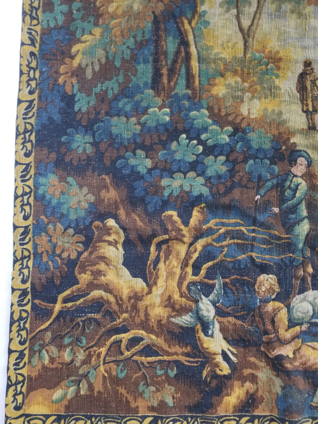 Antique French Pastoral Gathering Printed Tapestry 192x142cm
