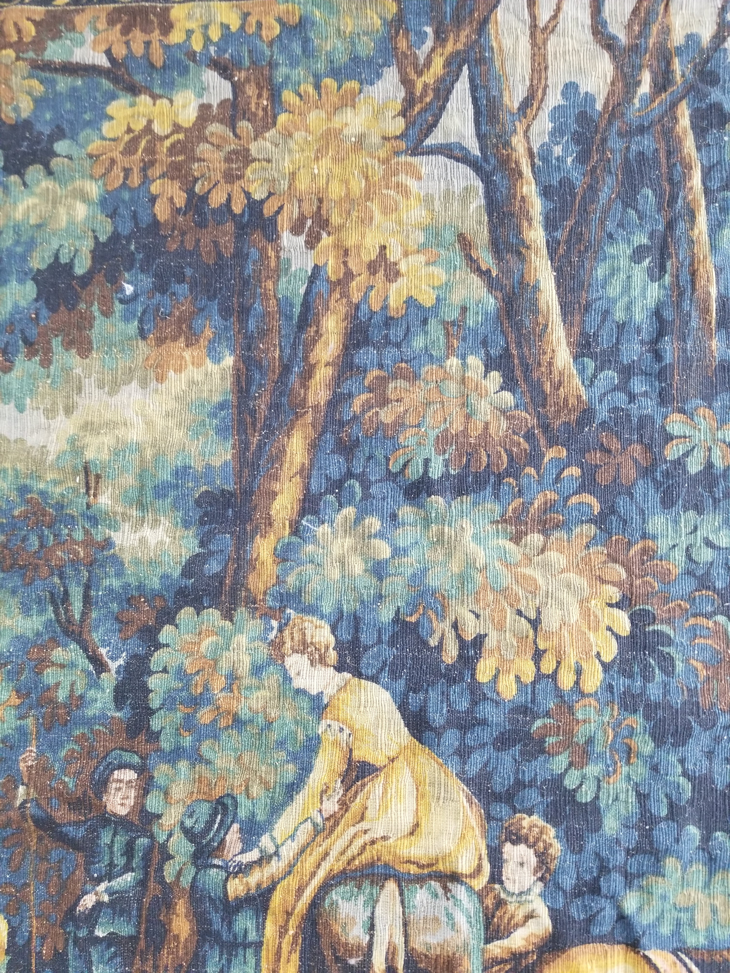 Antique French Pastoral Gathering Printed Tapestry 192x142cm