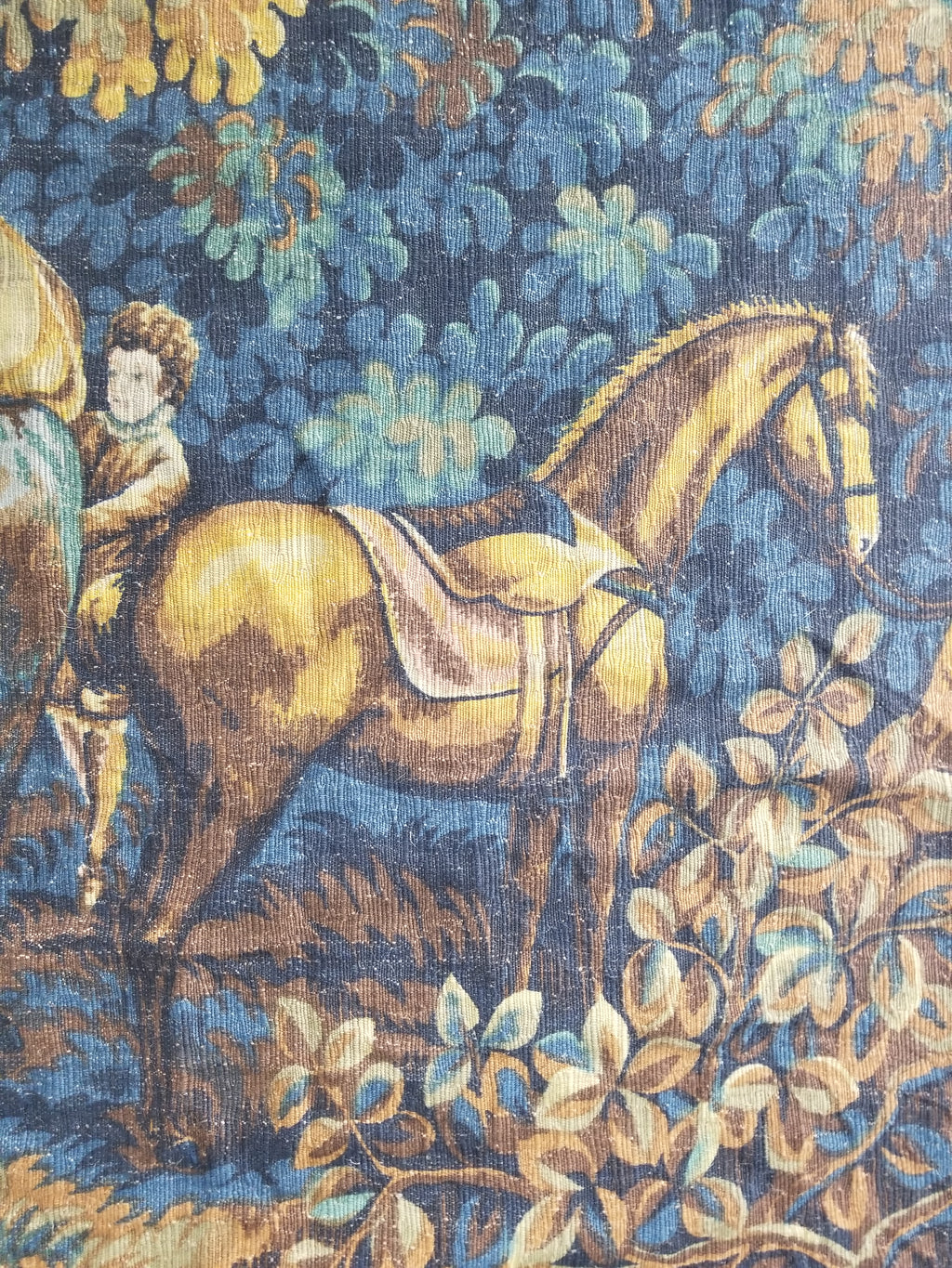 Antique French Pastoral Gathering Printed Tapestry 192x142cm