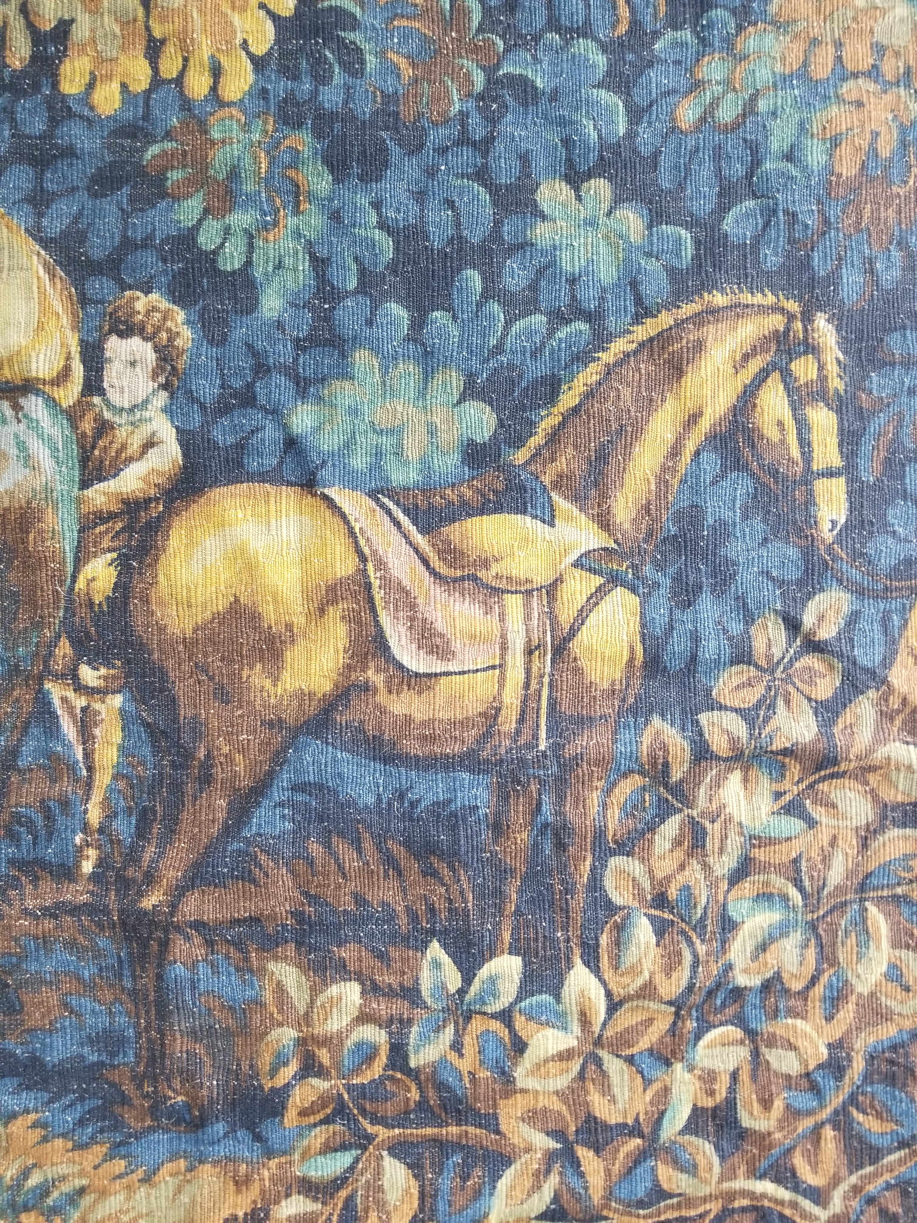 Antique French Pastoral Gathering Printed Tapestry 192x142cm