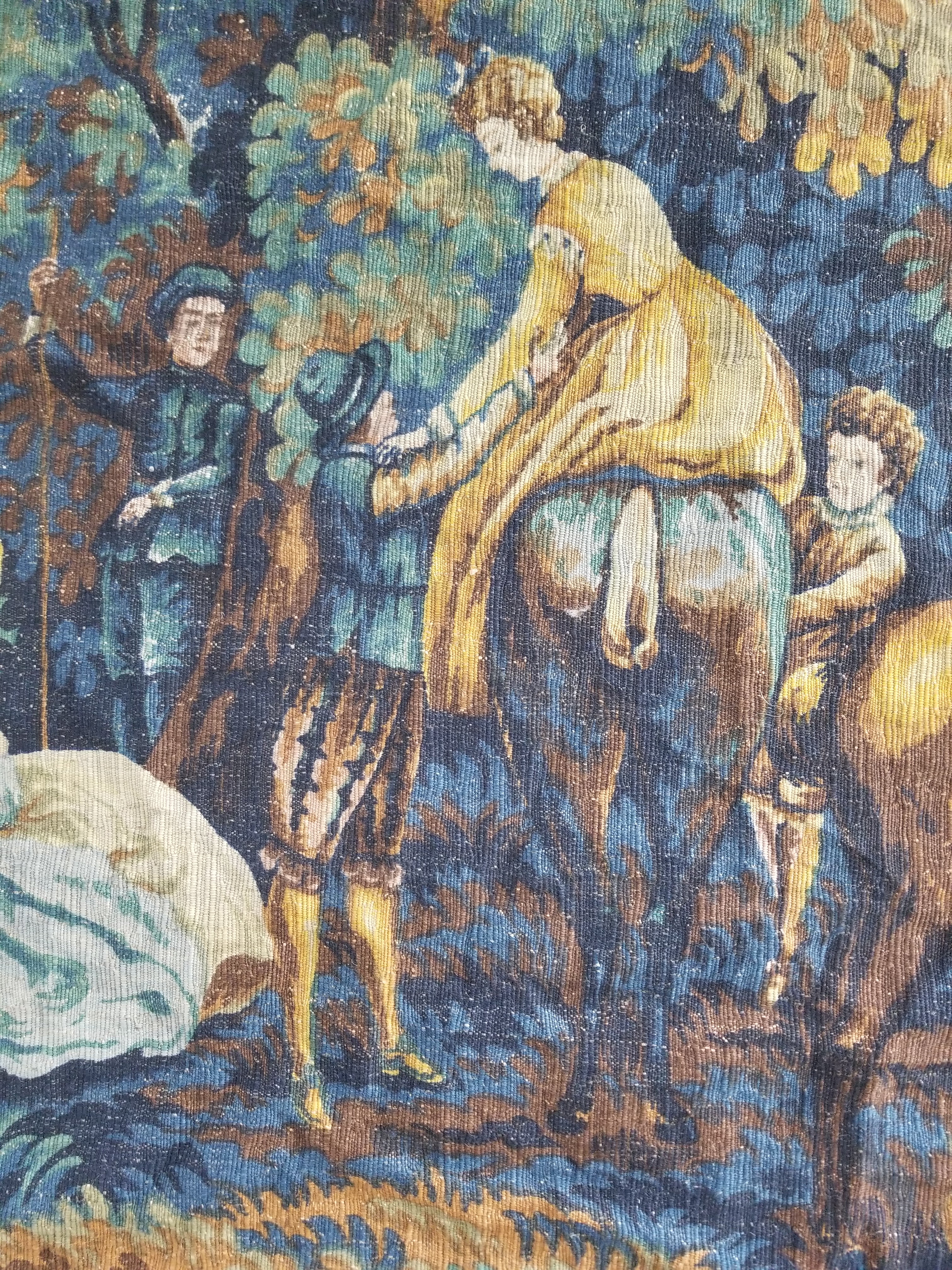 Antique French Pastoral Gathering Printed Tapestry 192x142cm
