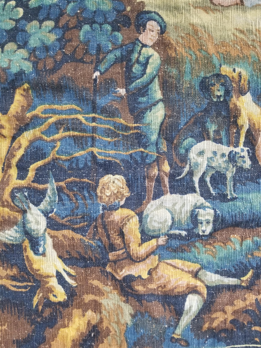 Antique French Pastoral Gathering Printed Tapestry 192x142cm