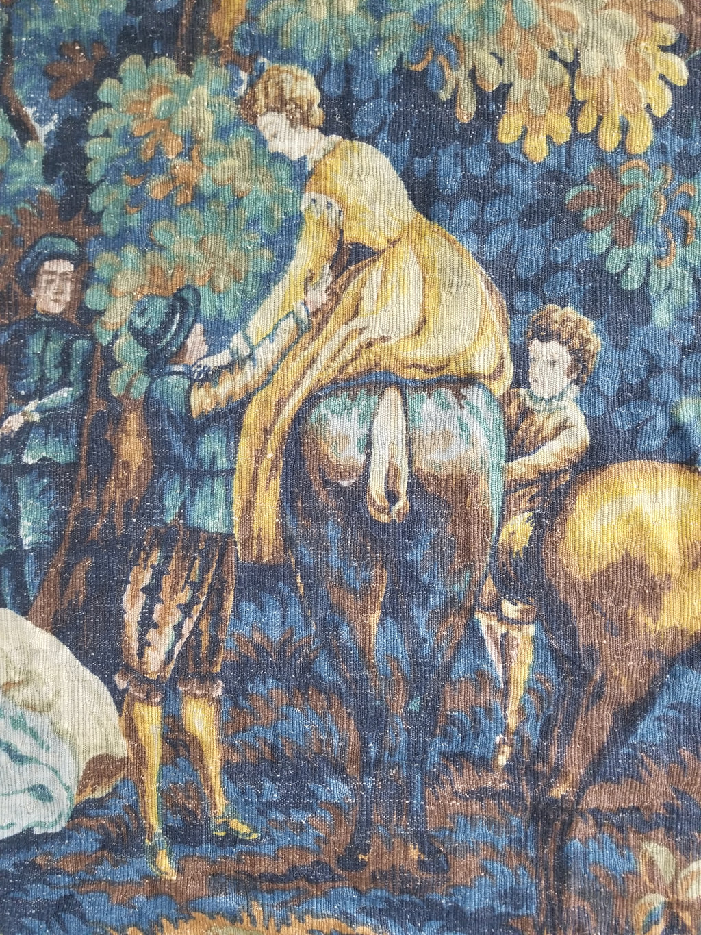 Antique French Pastoral Gathering Printed Tapestry 192x142cm