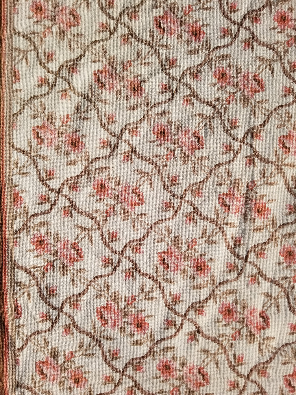 Vintage French Aubusson Style Needlepoint Floral Rug 144x88cm