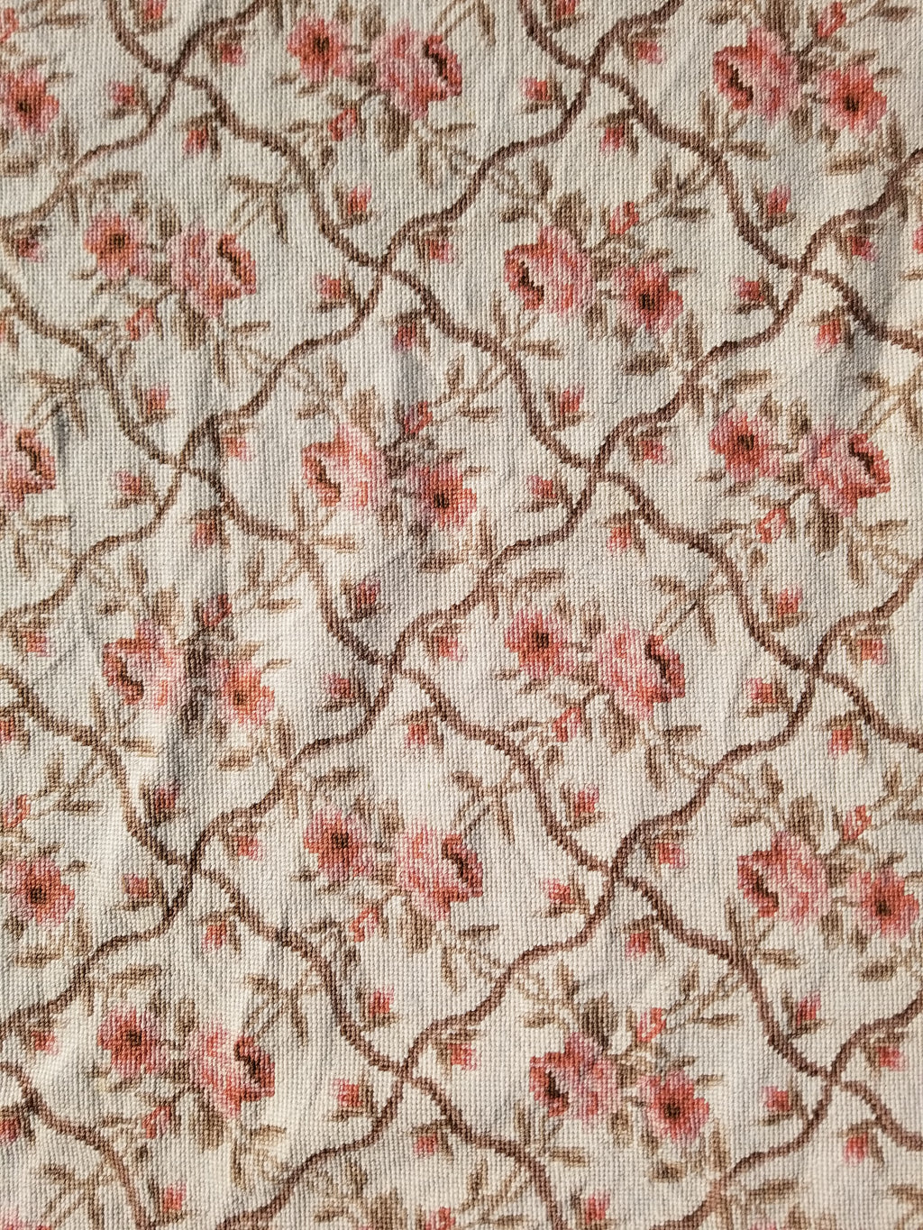 Vintage French Aubusson Style Needlepoint Floral Rug 144x88cm