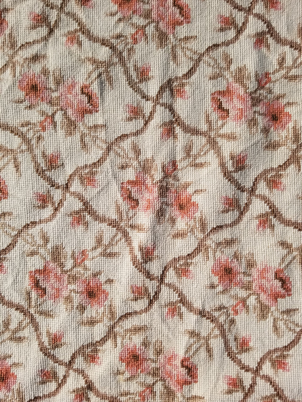 Vintage French Aubusson Style Needlepoint Floral Rug 144x88cm