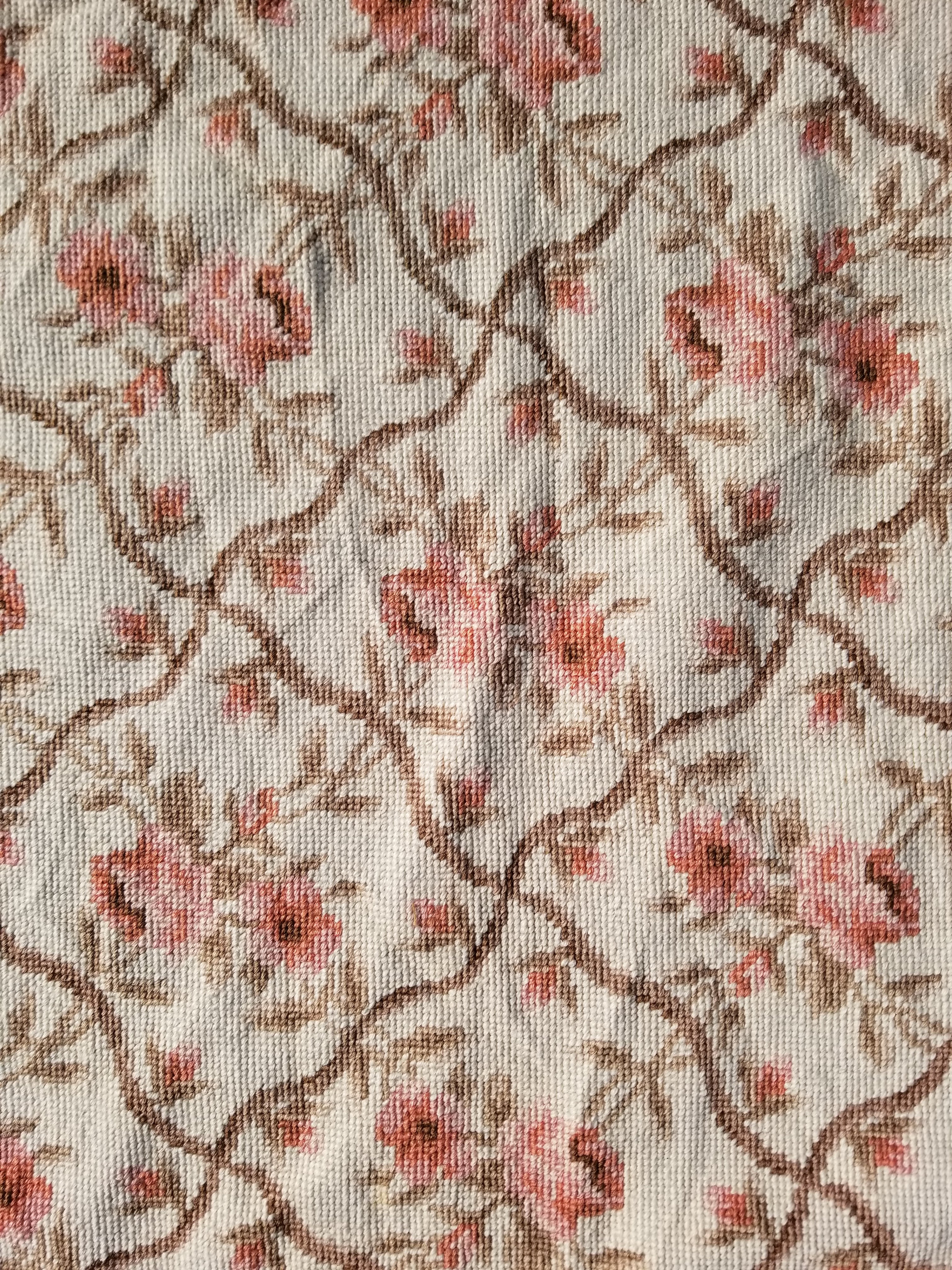 Vintage French Aubusson Style Needlepoint Floral Rug 144x88cm