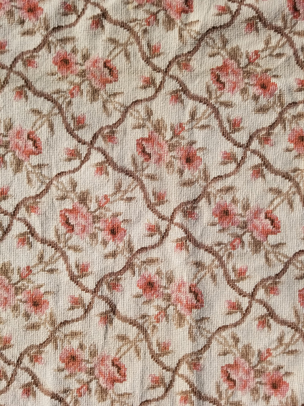 Vintage French Aubusson Style Needlepoint Floral Rug 144x88cm