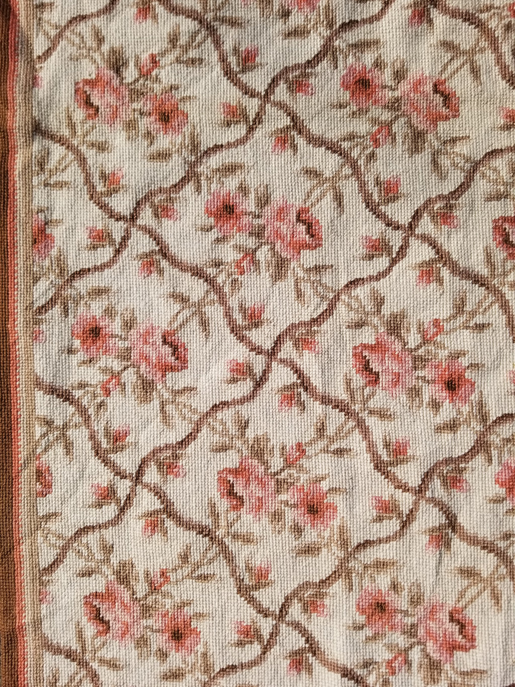 Vintage French Aubusson Style Needlepoint Floral Rug 144x88cm