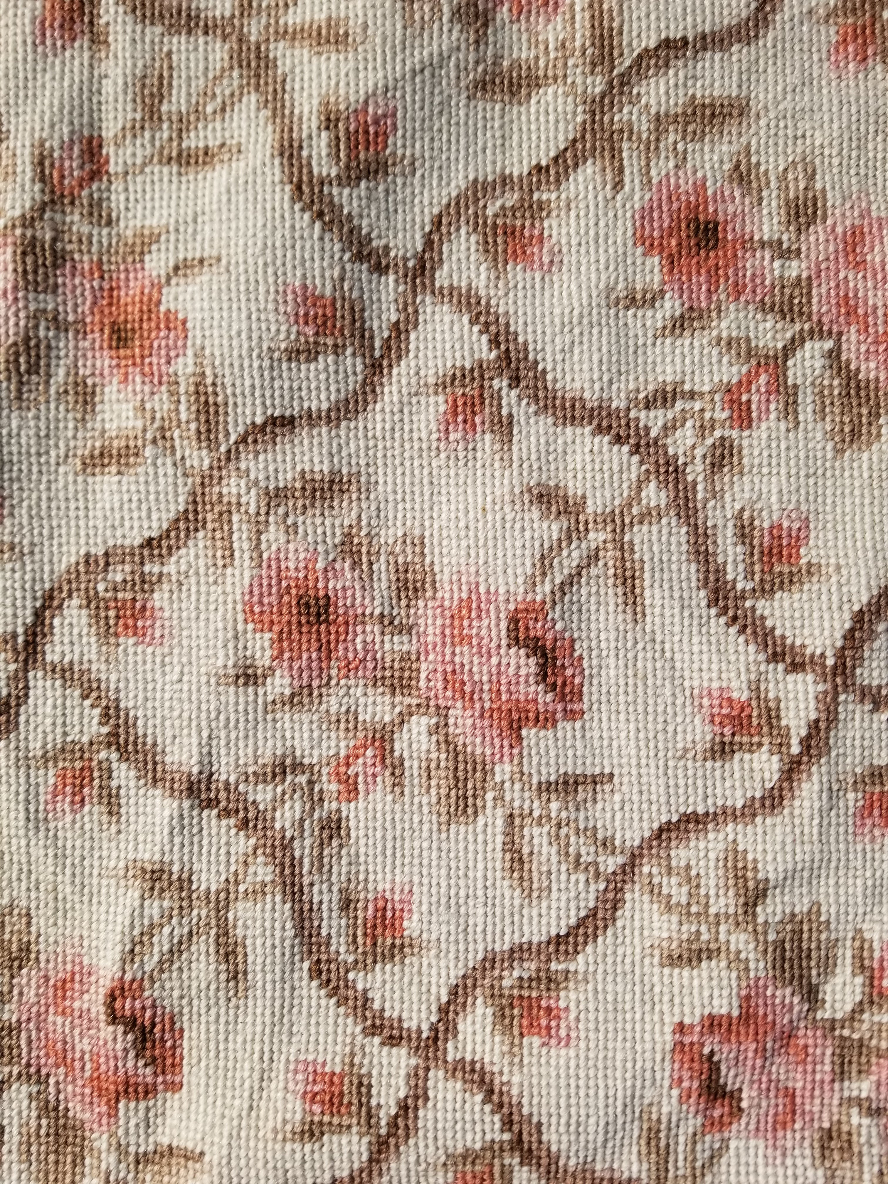 Vintage French Aubusson Style Needlepoint Floral Rug 144x88cm