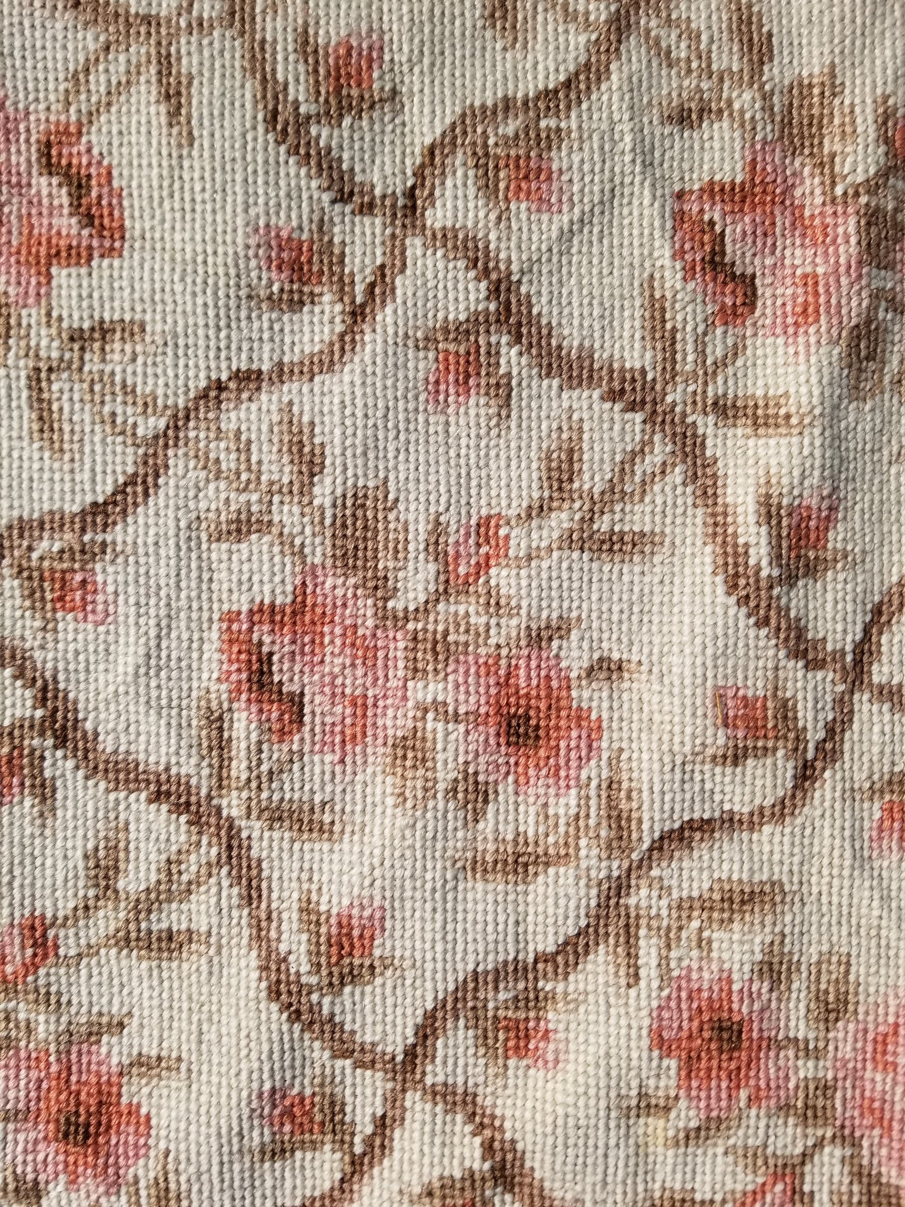 Vintage French Aubusson Style Needlepoint Floral Rug 144x88cm
