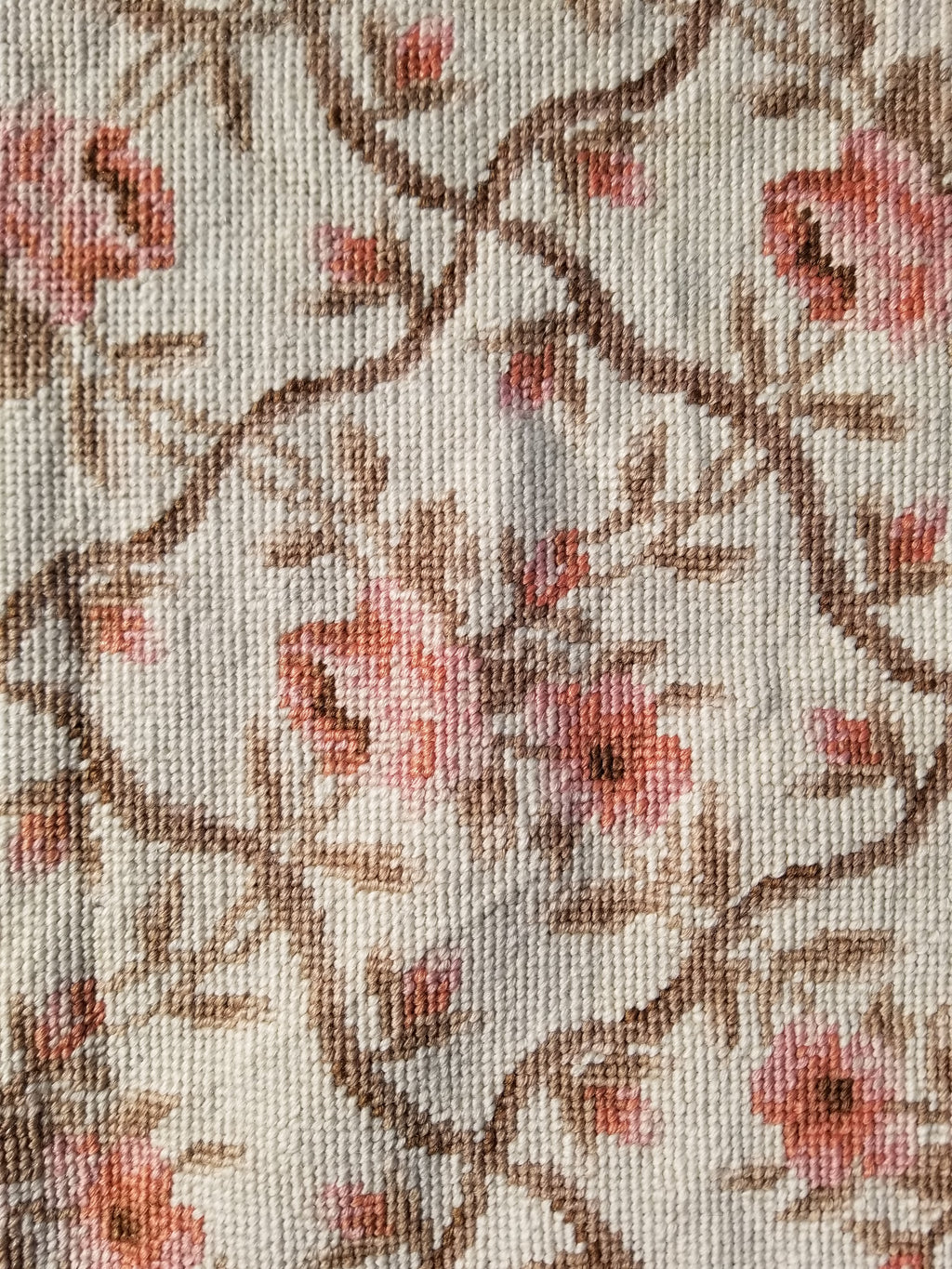 Vintage French Aubusson Style Needlepoint Floral Rug 144x88cm
