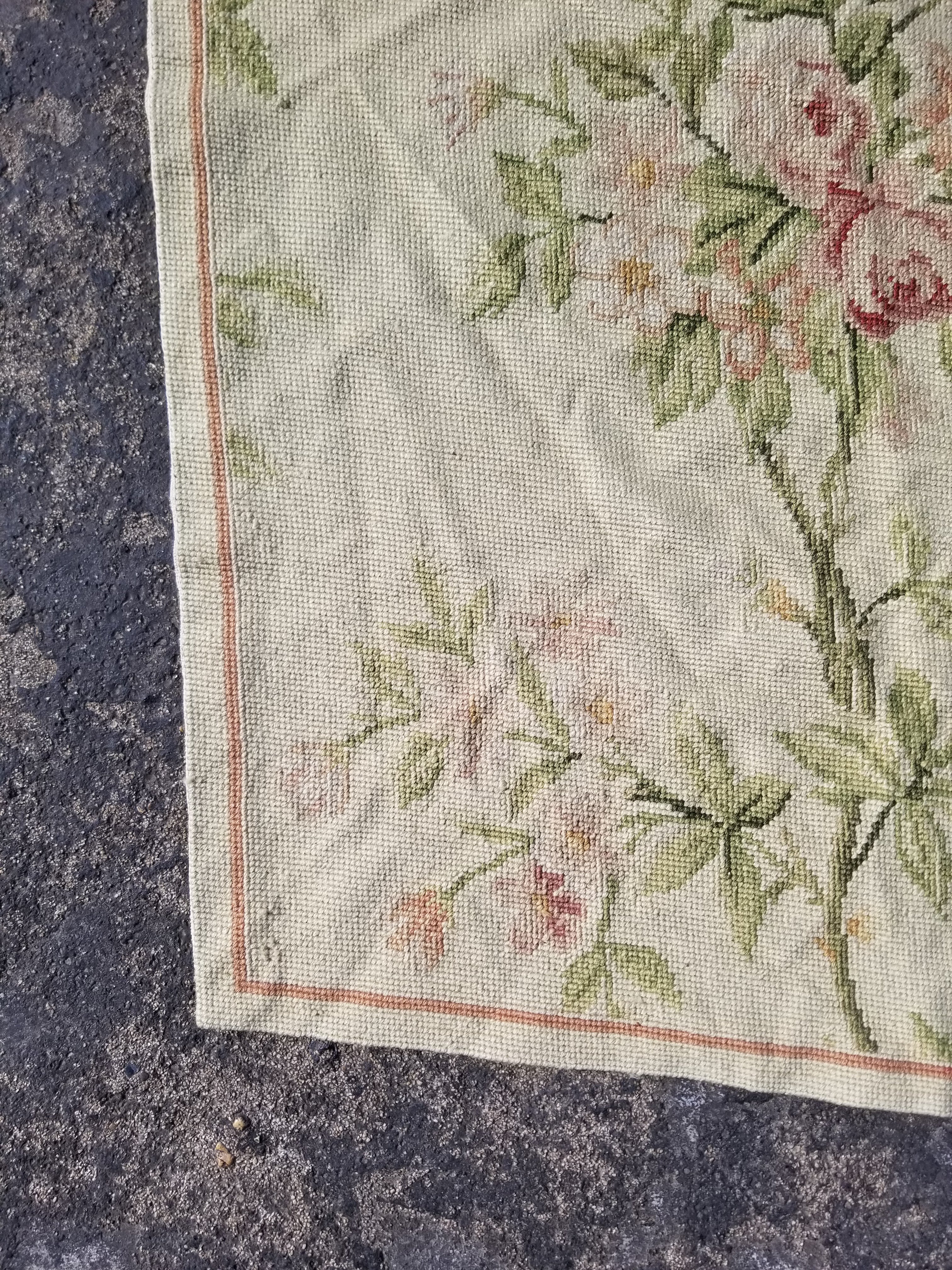 Vintage French Small Pierpoint Floral Tapestry/Rug 86x58cm
