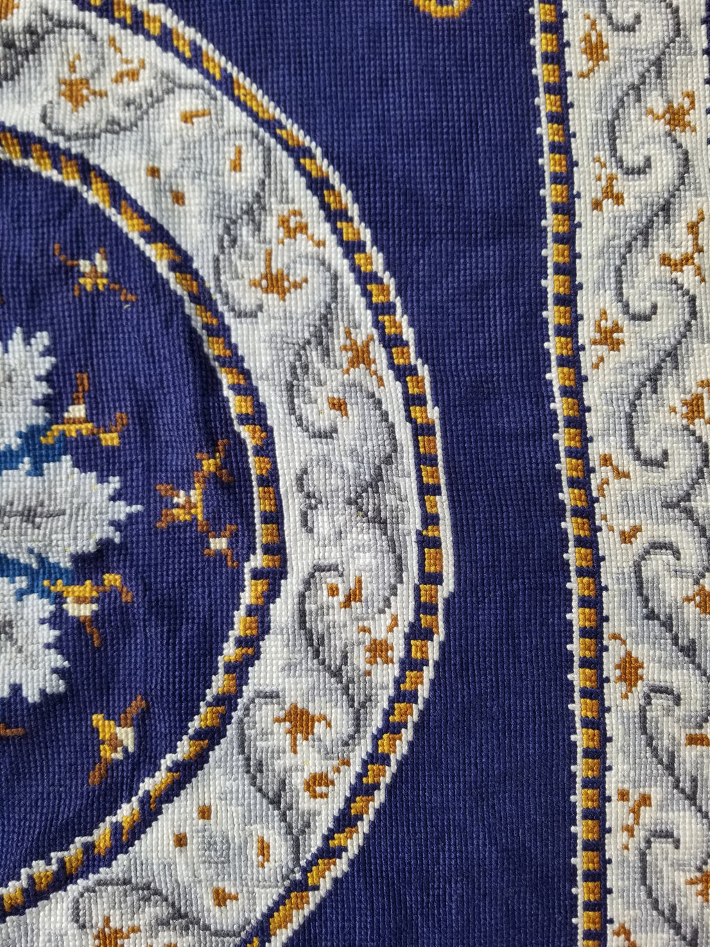Vintage French Handmade Needlepoint Wool Rug 88x83cm